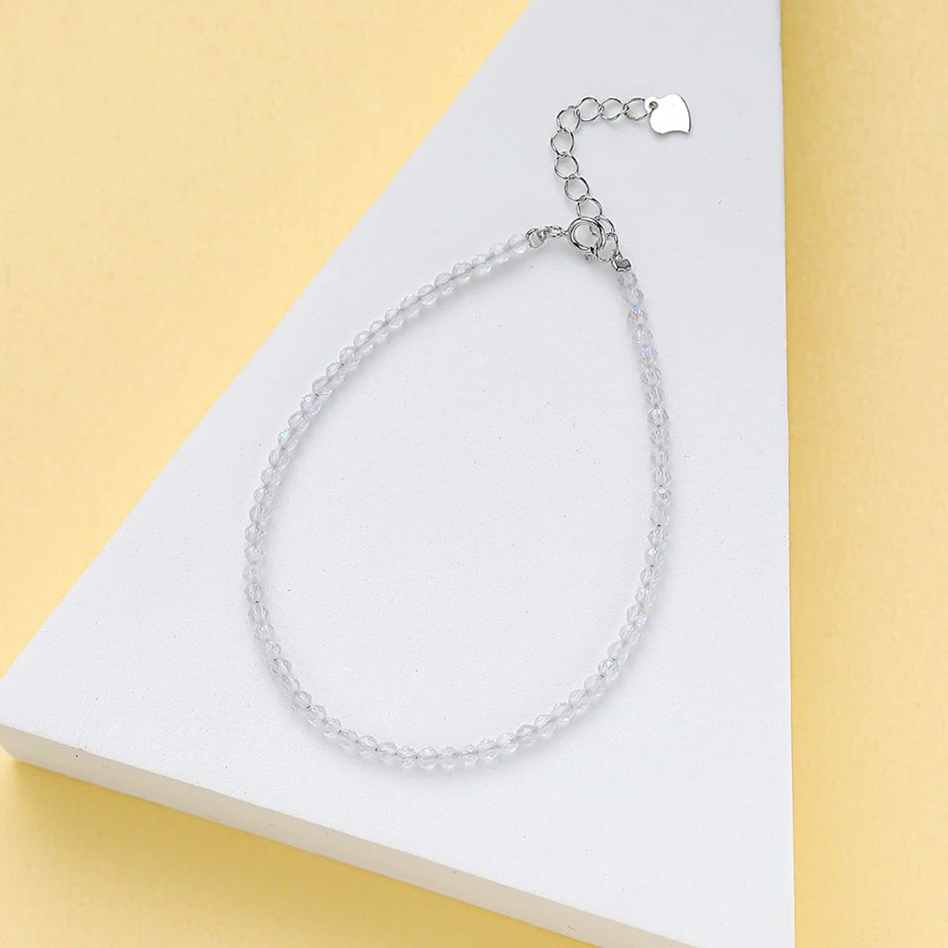 Dainty 2MM Natural Stone Beaded Bracelet With 925 Sterling Silver 9