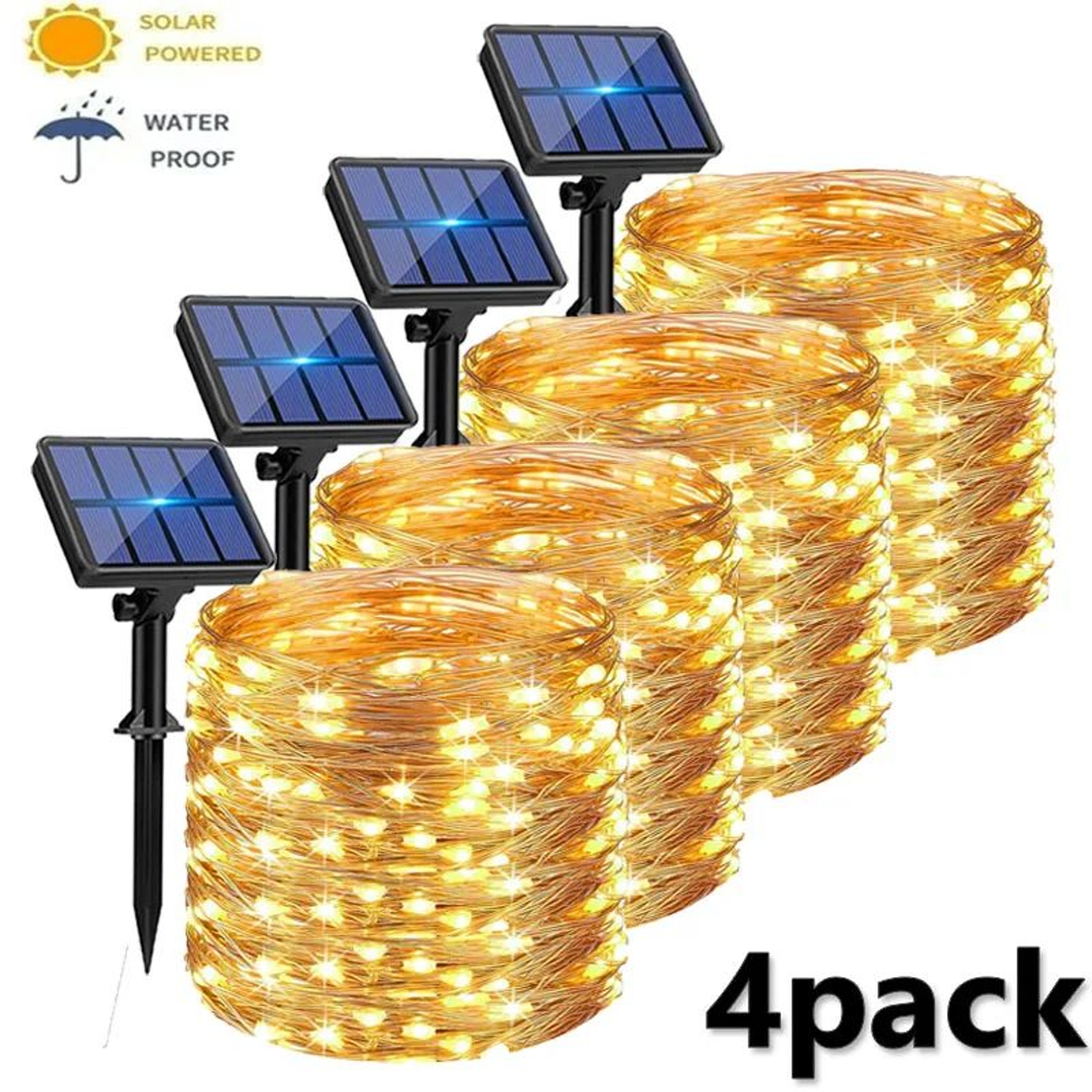 4 Pack Solar String Lights With 8 Modes Waterproof Copper Wire Fairy Lights 11