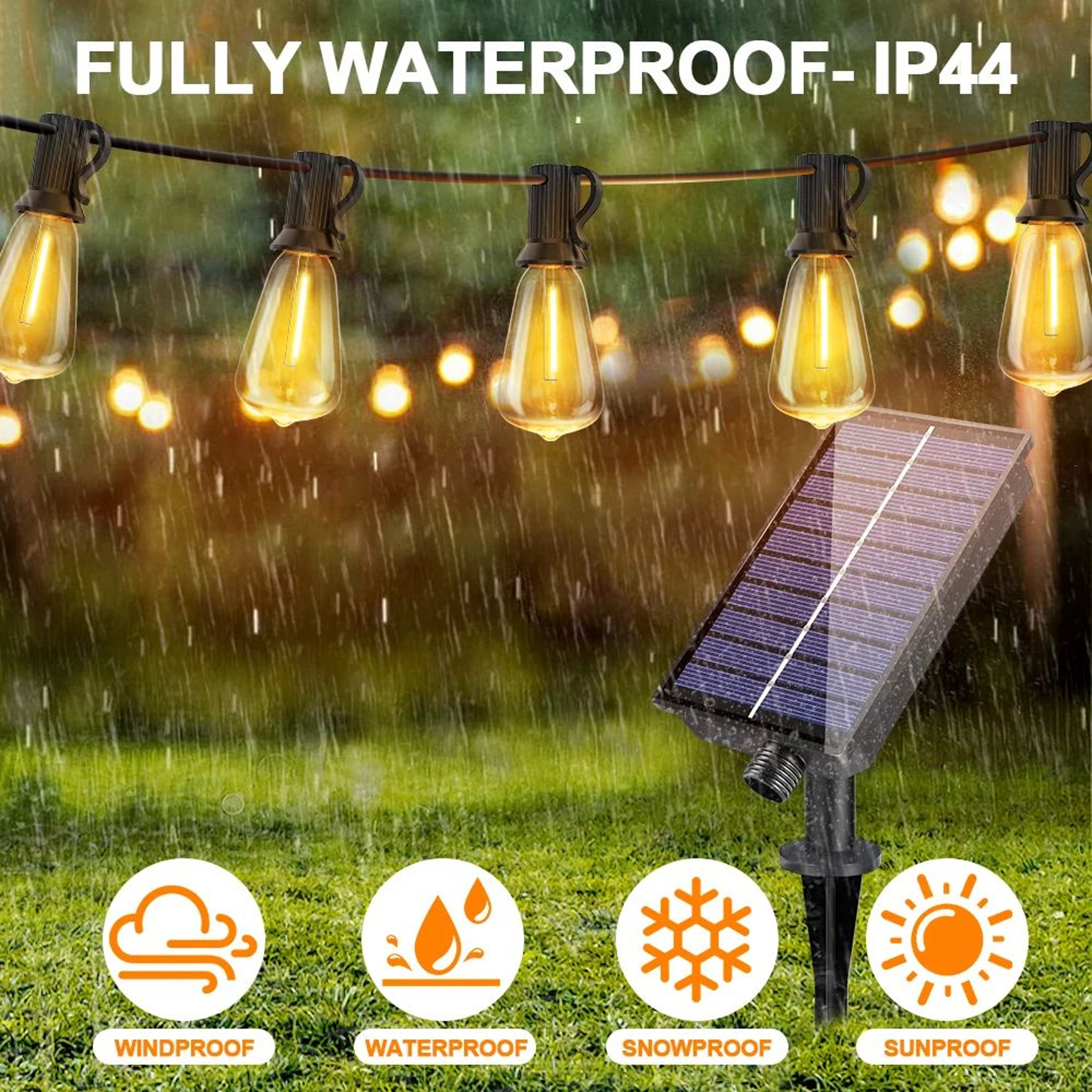 ST38 Solar String Lights With Remote Dimmable Shatterproof Outdoor Patio Lights 2