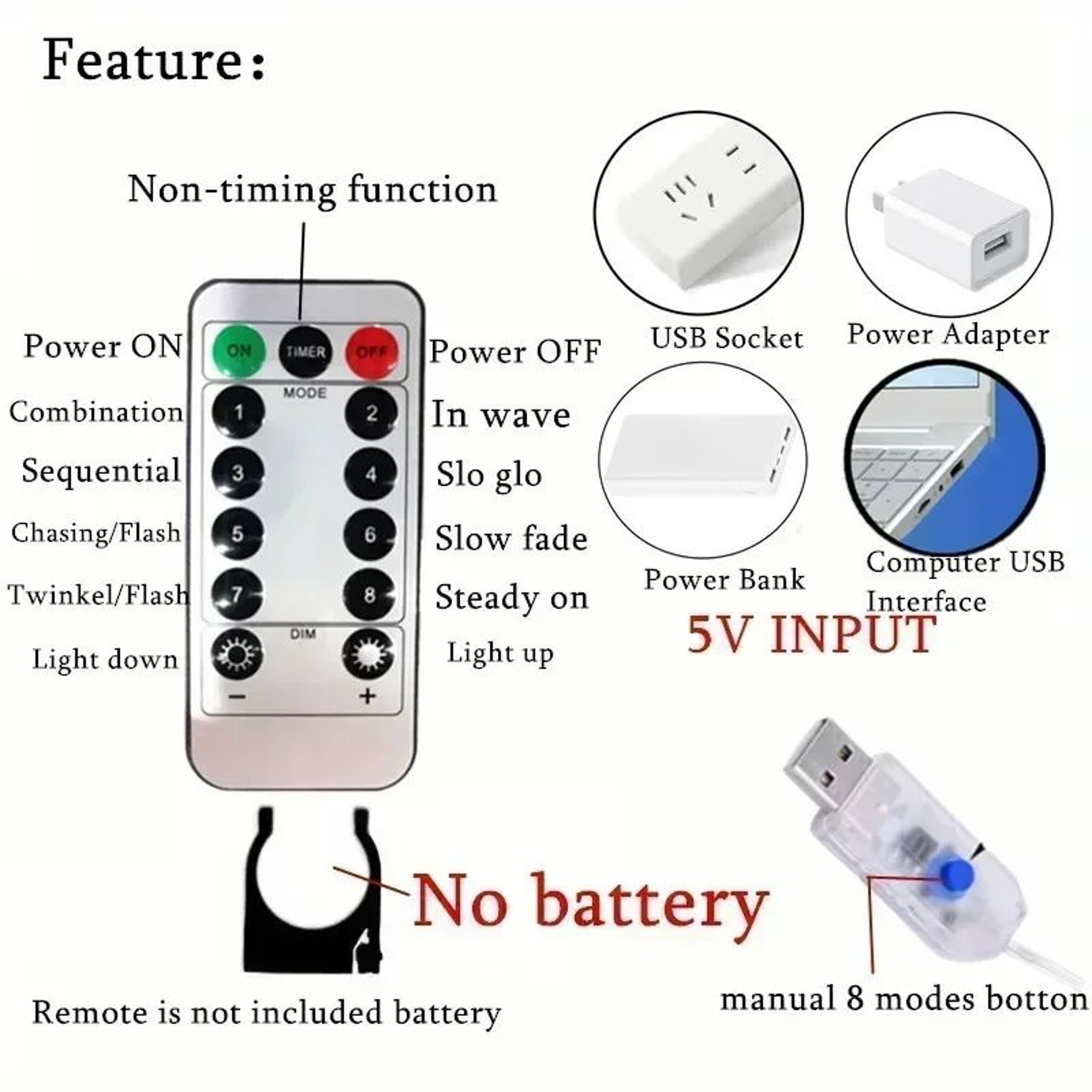 8Mode USB LED Curtain String Lights With Remote For Bedroom Wedding And Holiday Decor 4