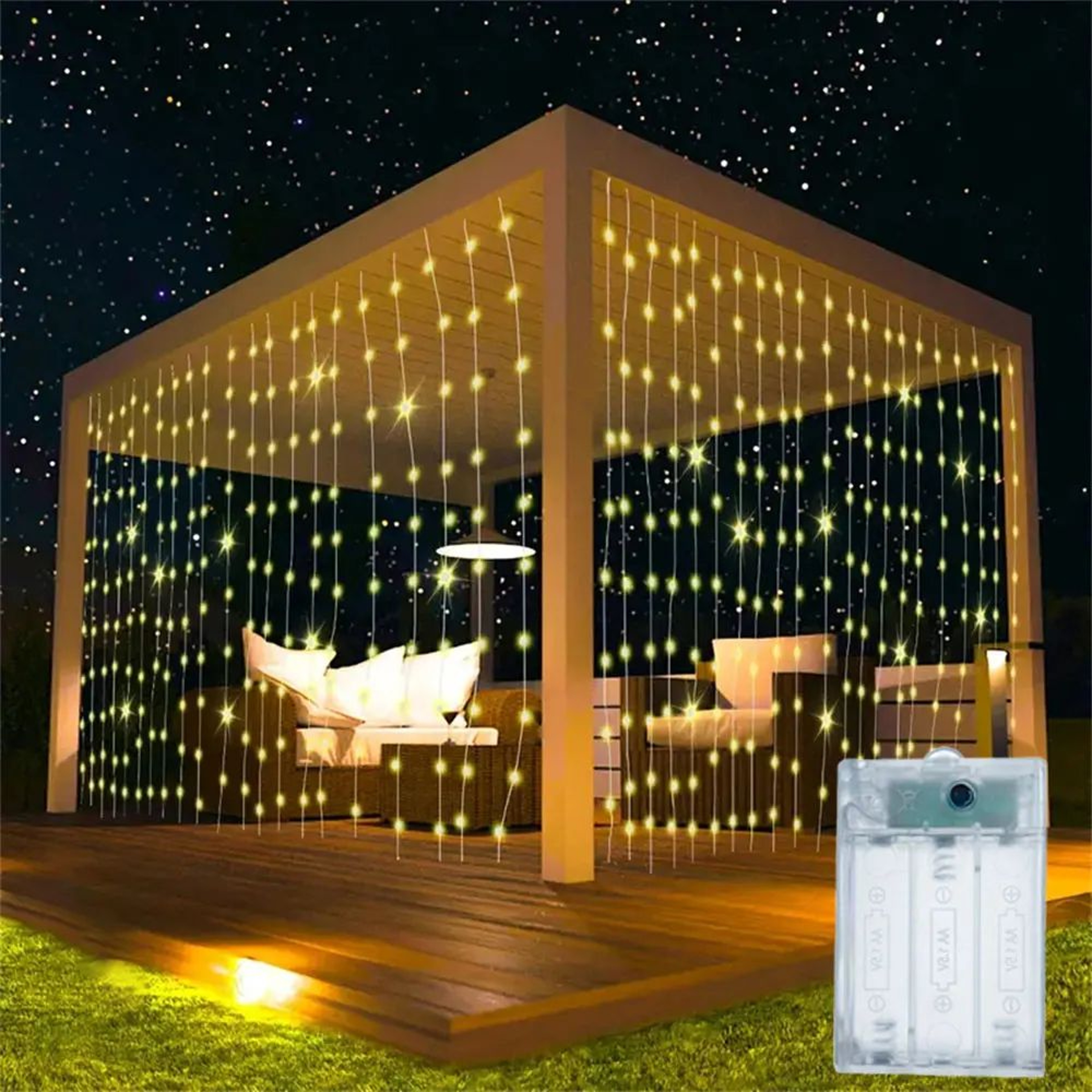 3M 6M Battery Powered LED Curtain Lights With Remote And 8 Lighting Modes 1