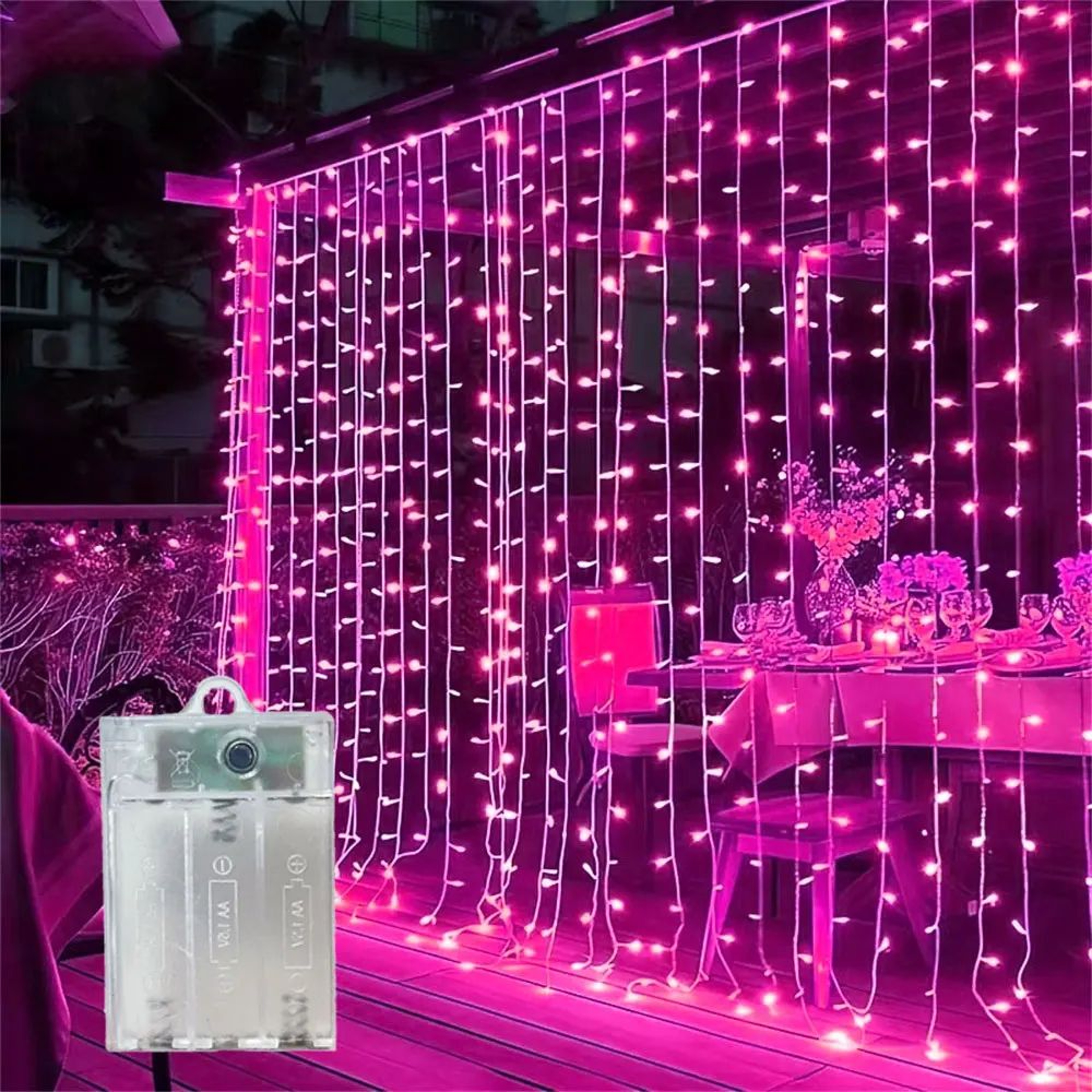 3M 6M Battery Powered LED Curtain Lights With Remote And 8 Lighting Modes 7