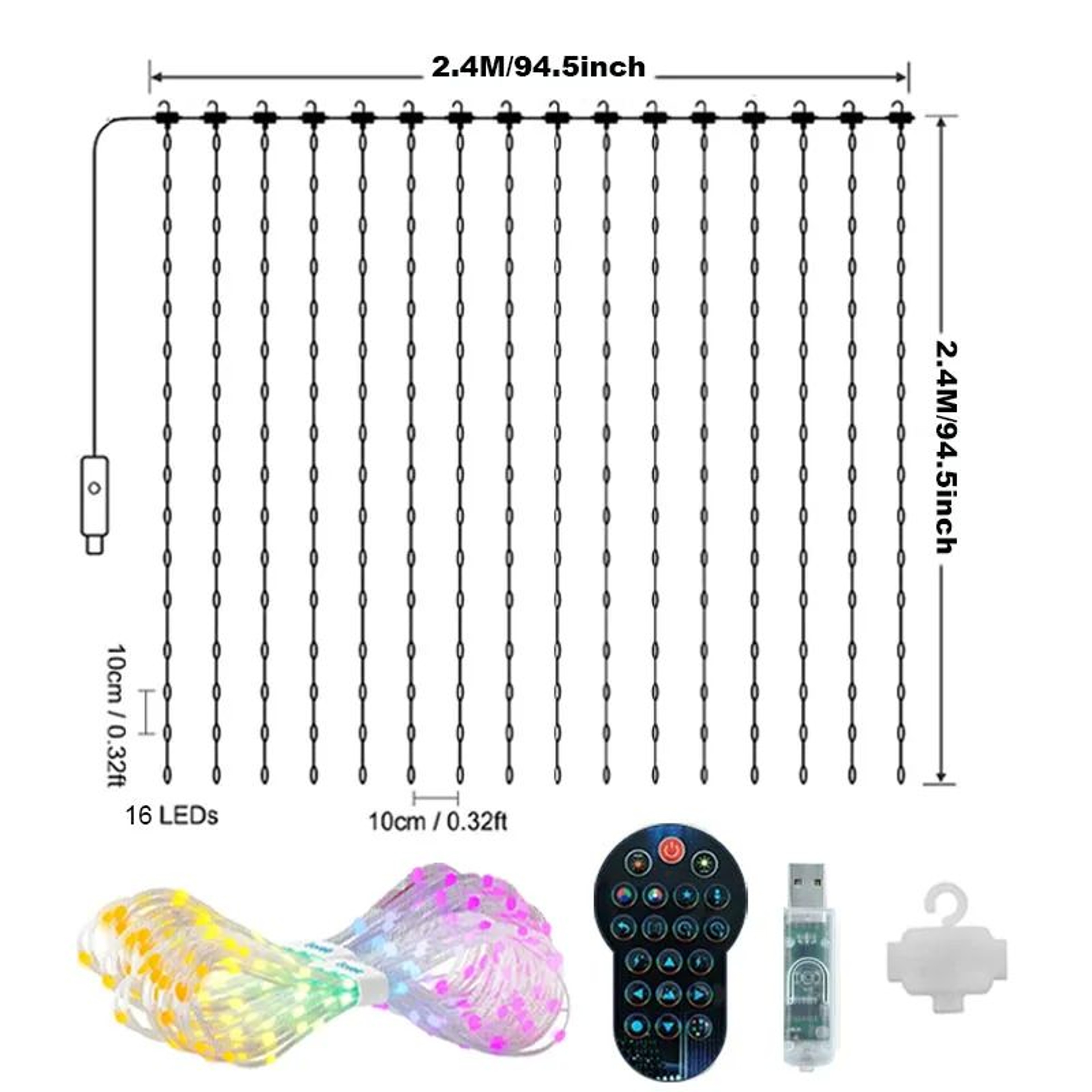 400 LED Smart USB Curtain Lights With App Control Waterproof RGB Fairy Lights 7