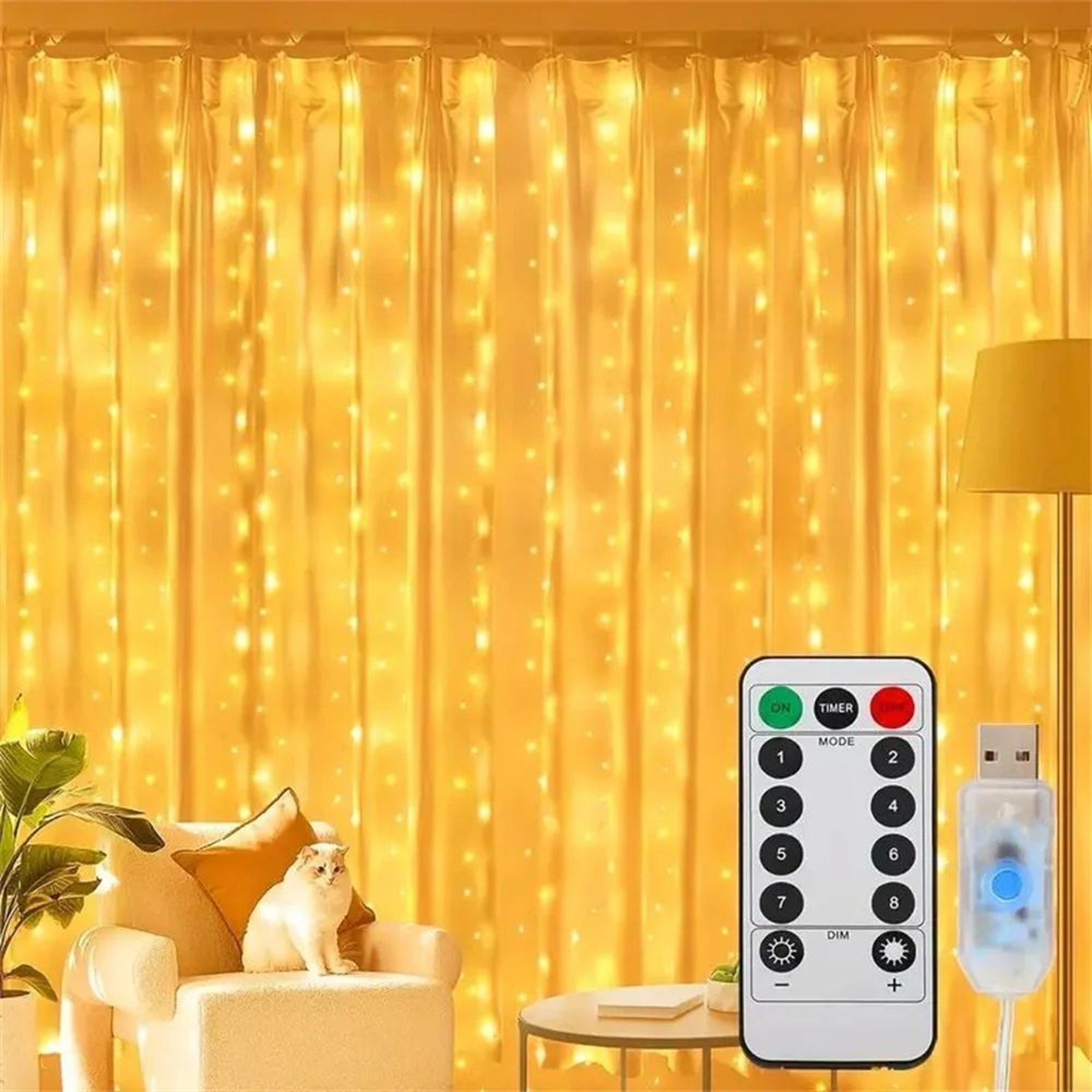 USB LED Curtain Fairy Lights With Remote Control And 8 Lighting Modes 2