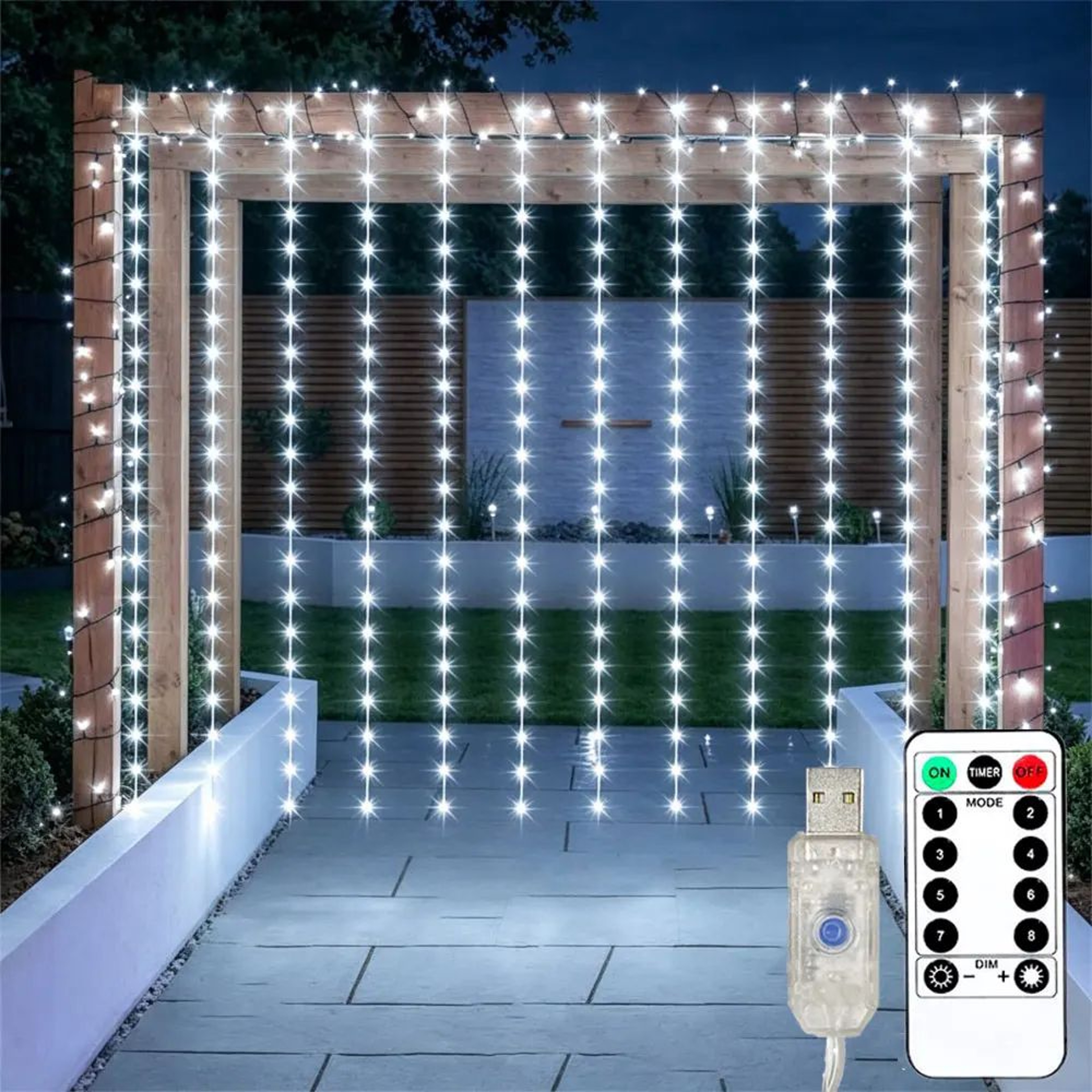 USB LED Curtain Fairy Lights With Remote Control And 8 Lighting Modes 0