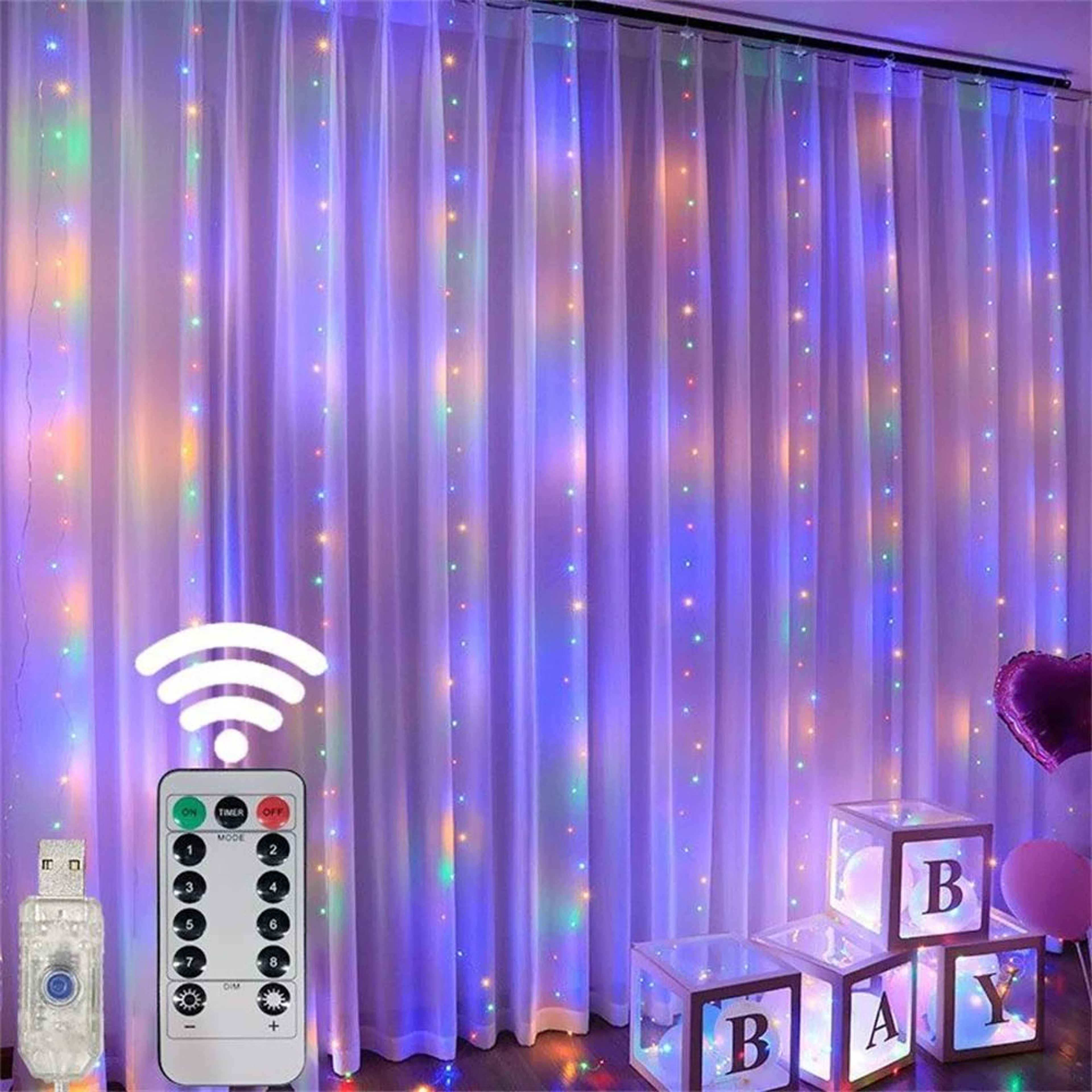 USB LED Curtain Fairy Lights With Remote Control And 8 Lighting Modes 8