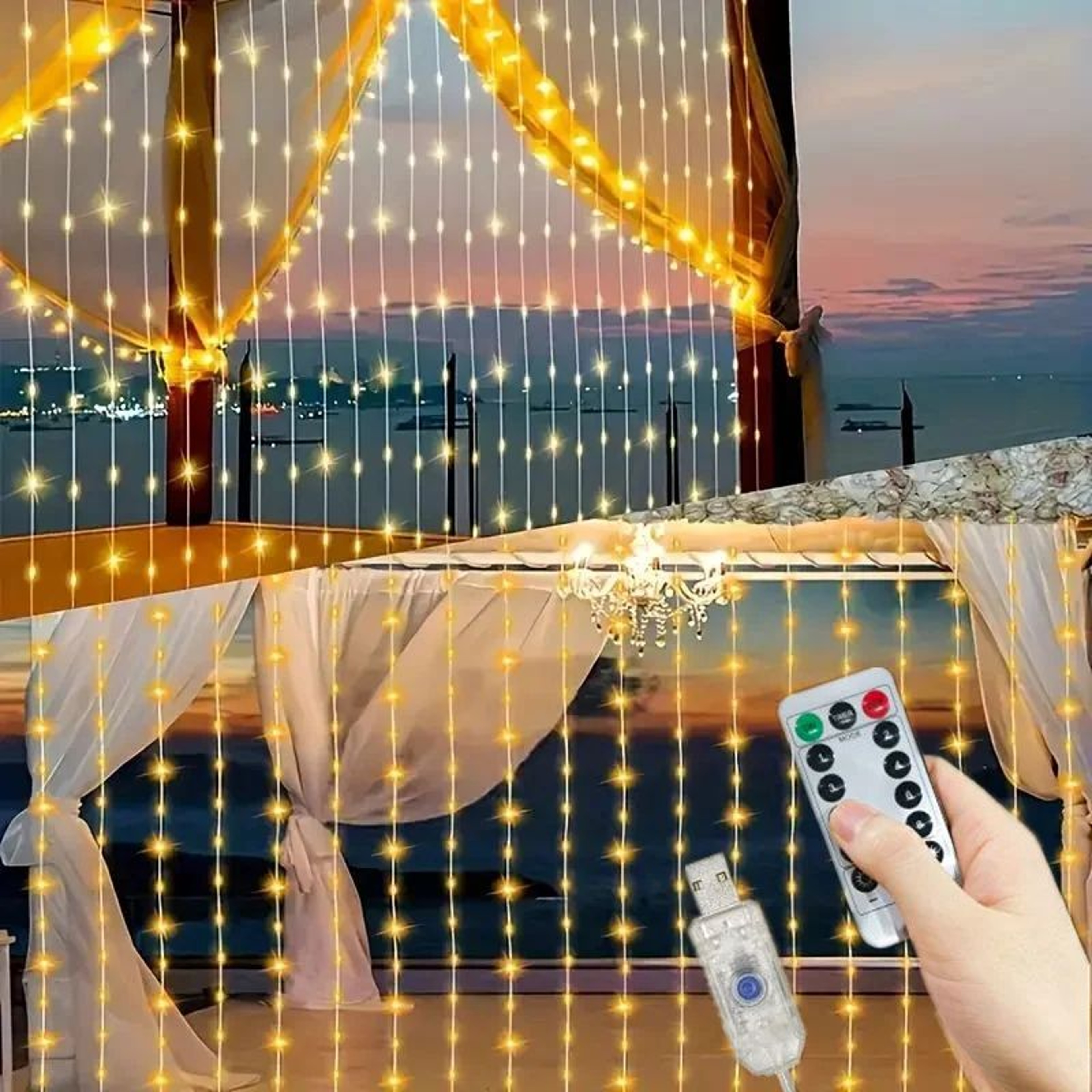 USB Curtain String Lights With Remote And 8 Lighting Modes 1