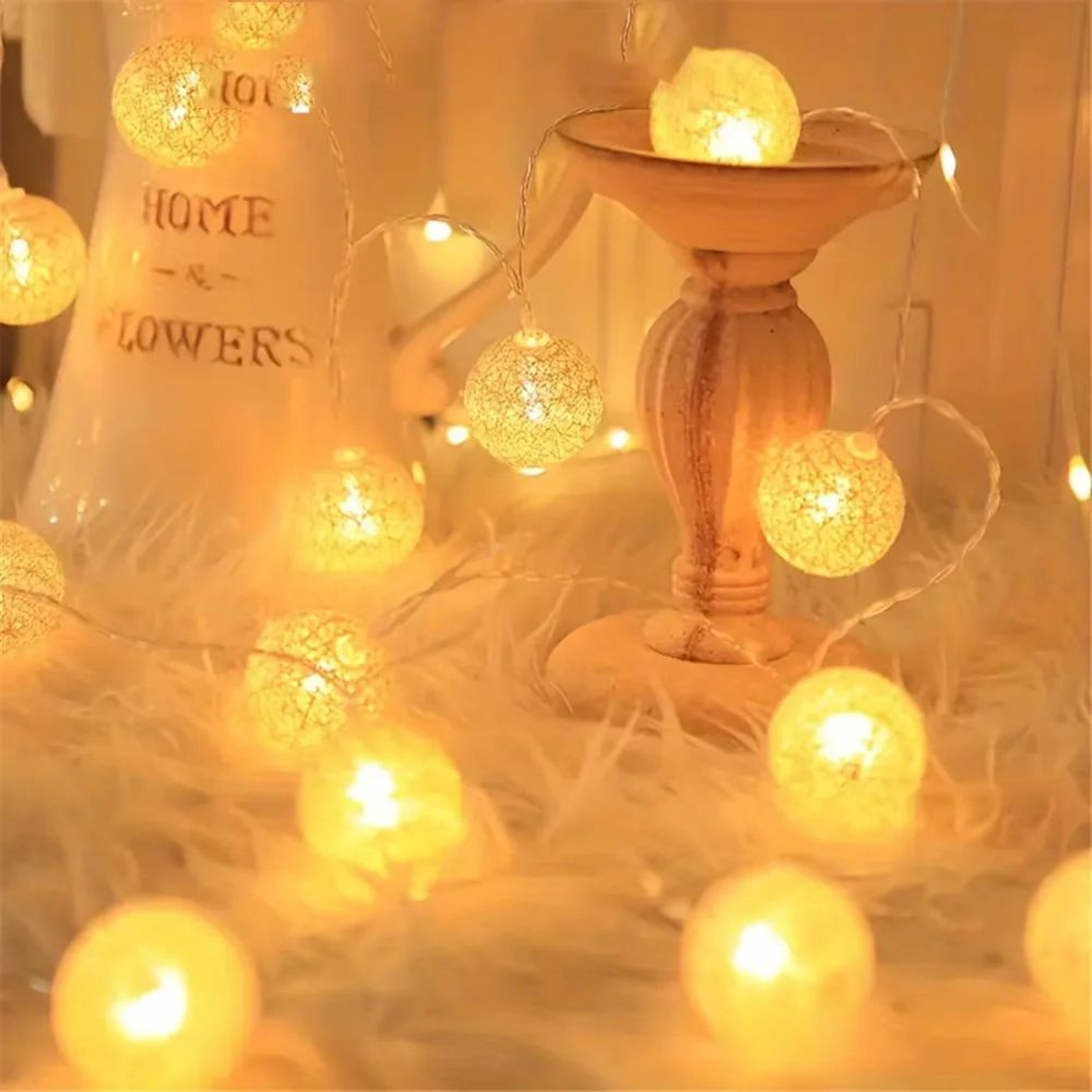 CozyGlow Cotton Ball LED Fairy String Lights 13