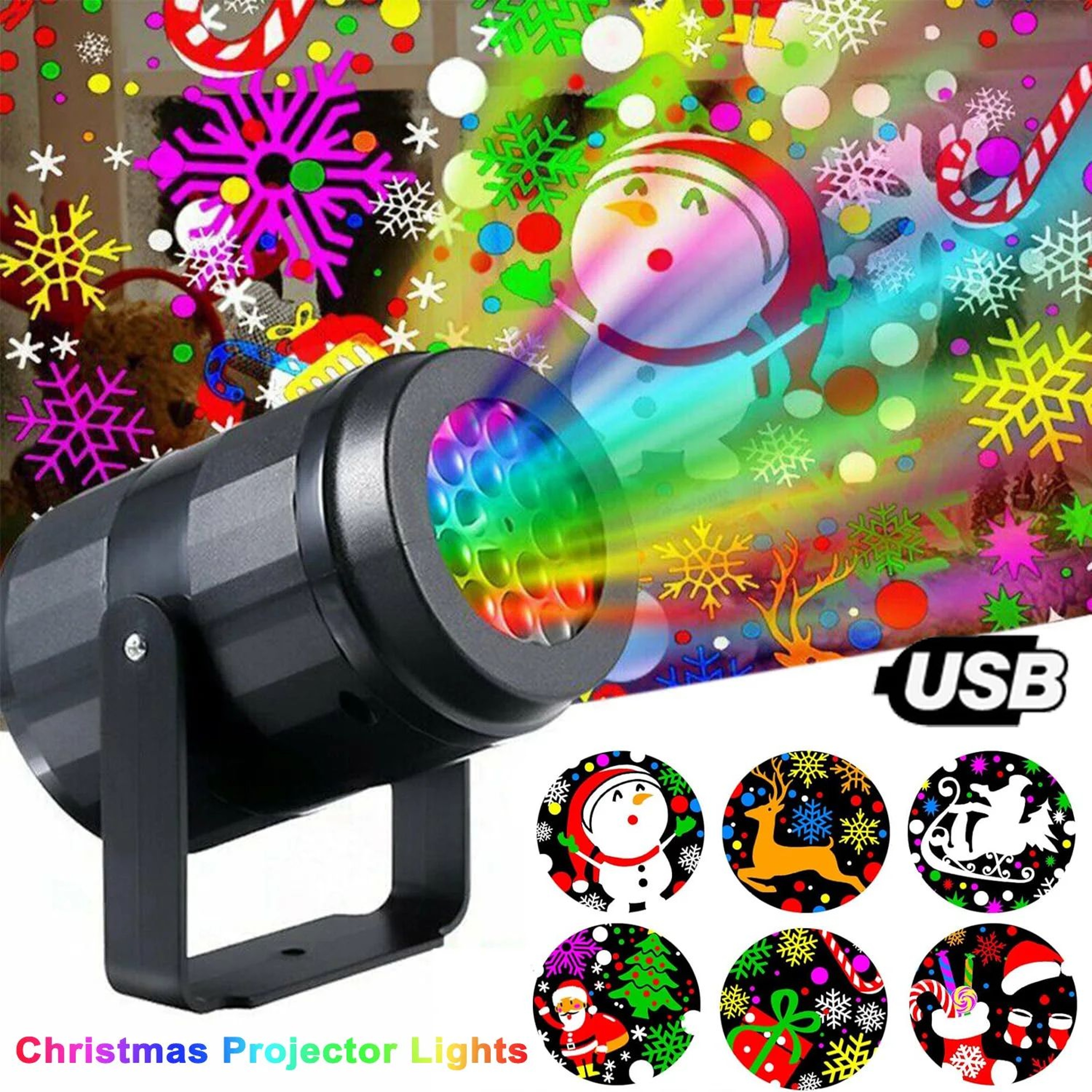 16 Pattern USB Christmas Projector Light For Festive Indoor Holiday Decor 1