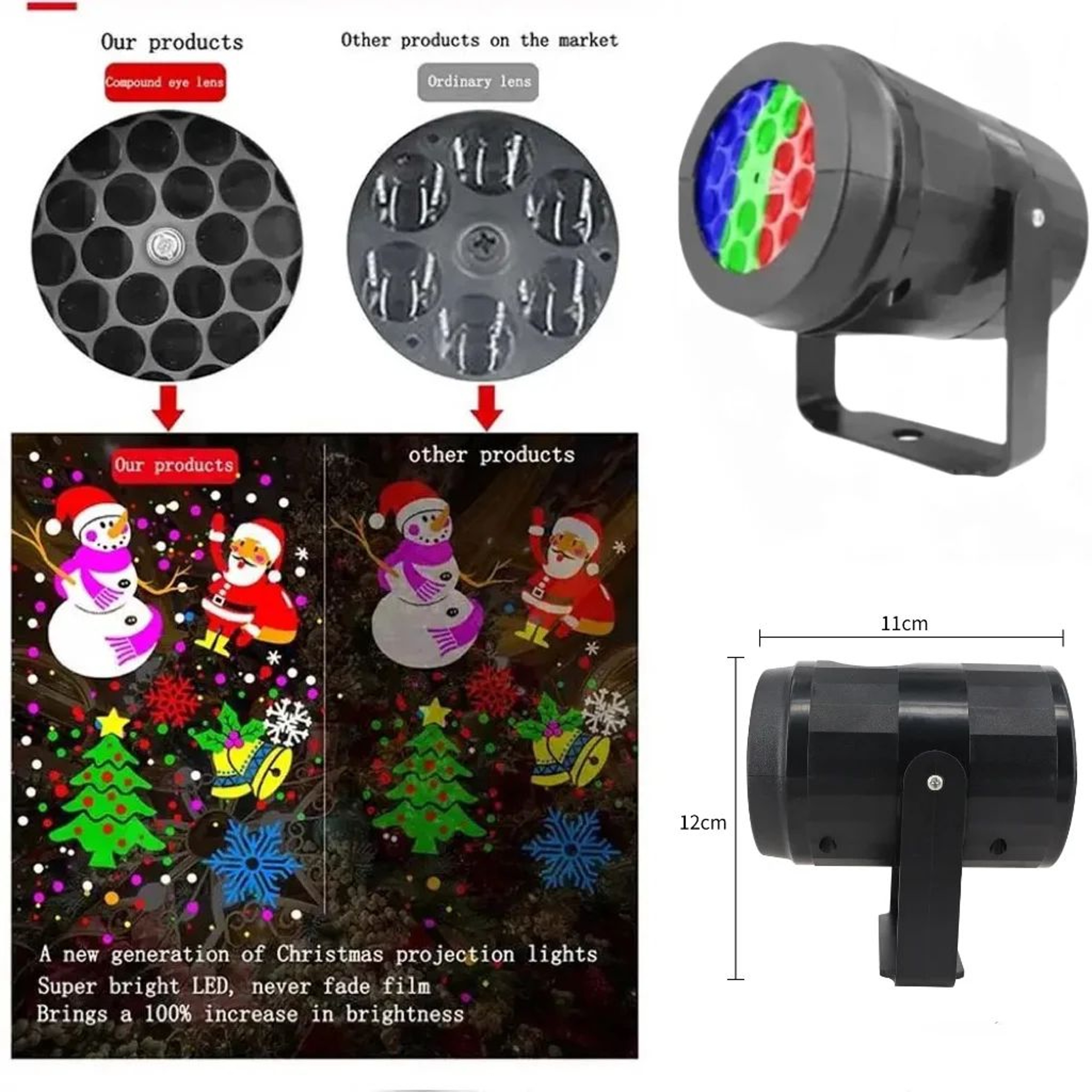 16 Pattern USB Christmas Projector Light For Festive Indoor Holiday Decor 2