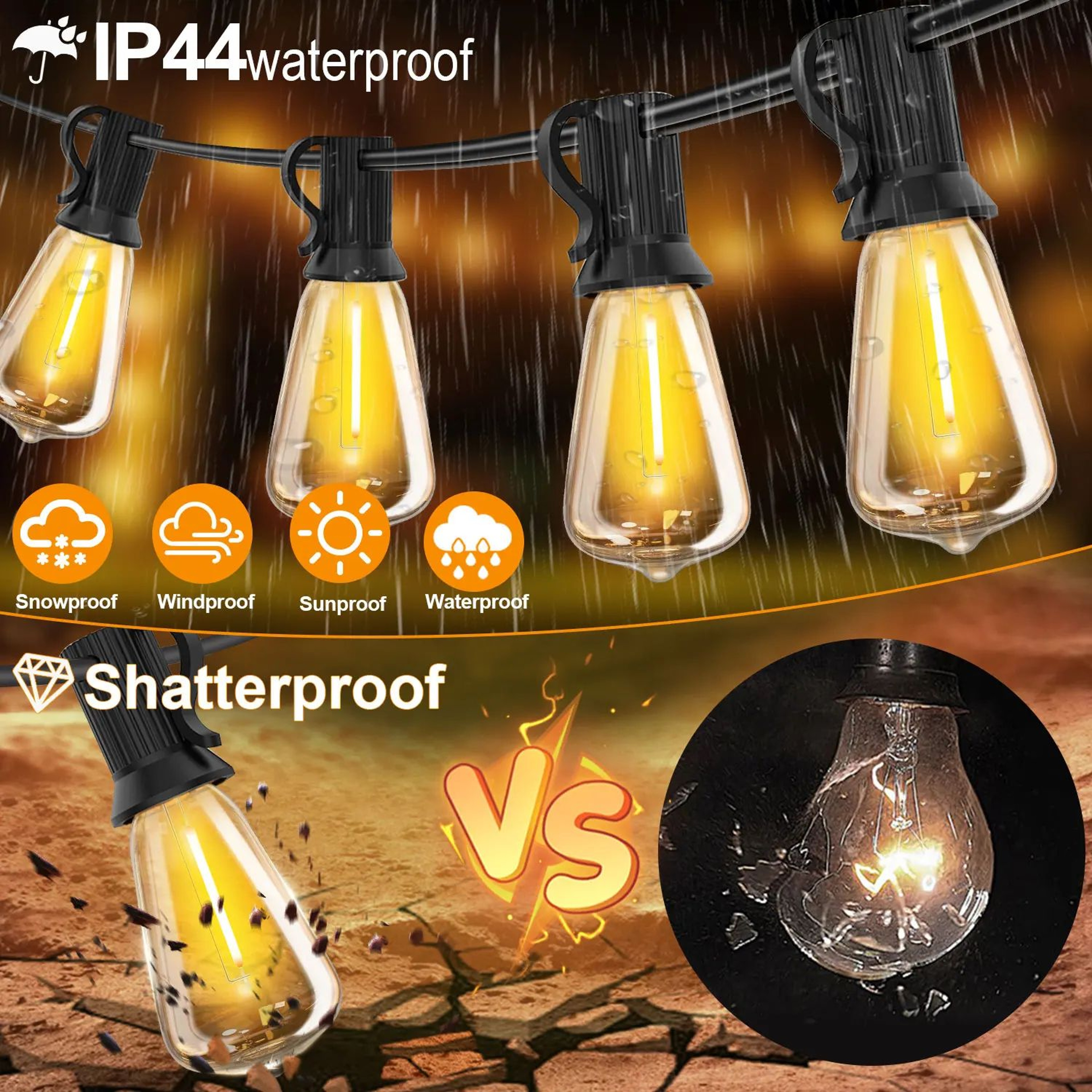 ST38 Solar String Lights With Remote Shatterproof Outdoor Patio Lights 4