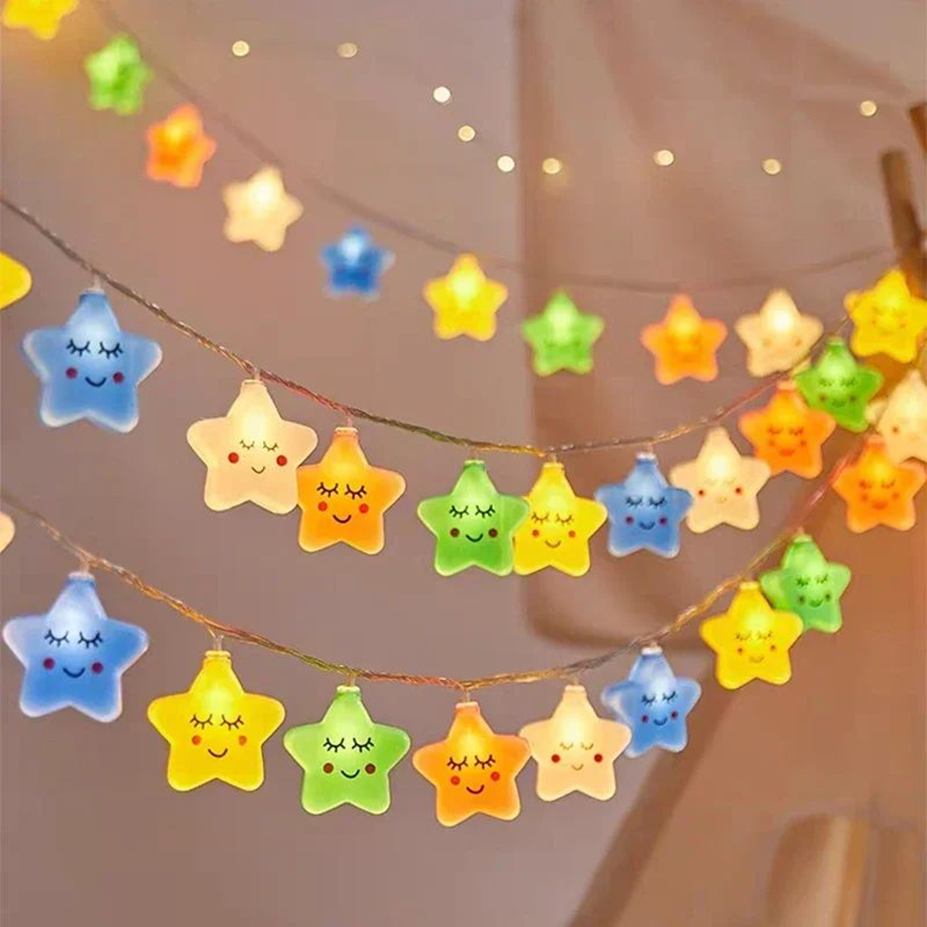 Warm White LED Star String Lights USB Or Battery Powered Garland 0
