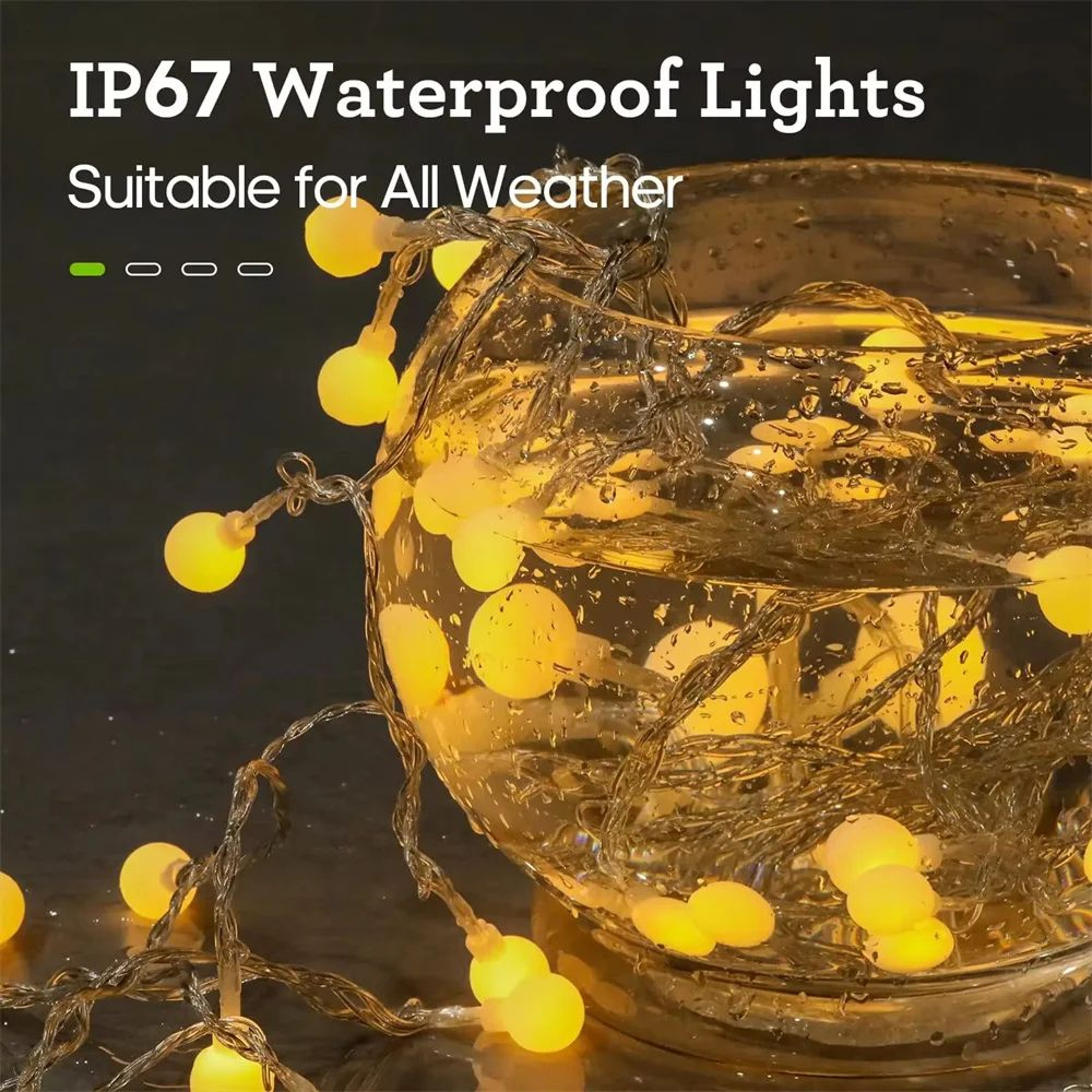 100 LED Frosted Globe Solar String Lights IP65 Waterproof With 8 Modes 3