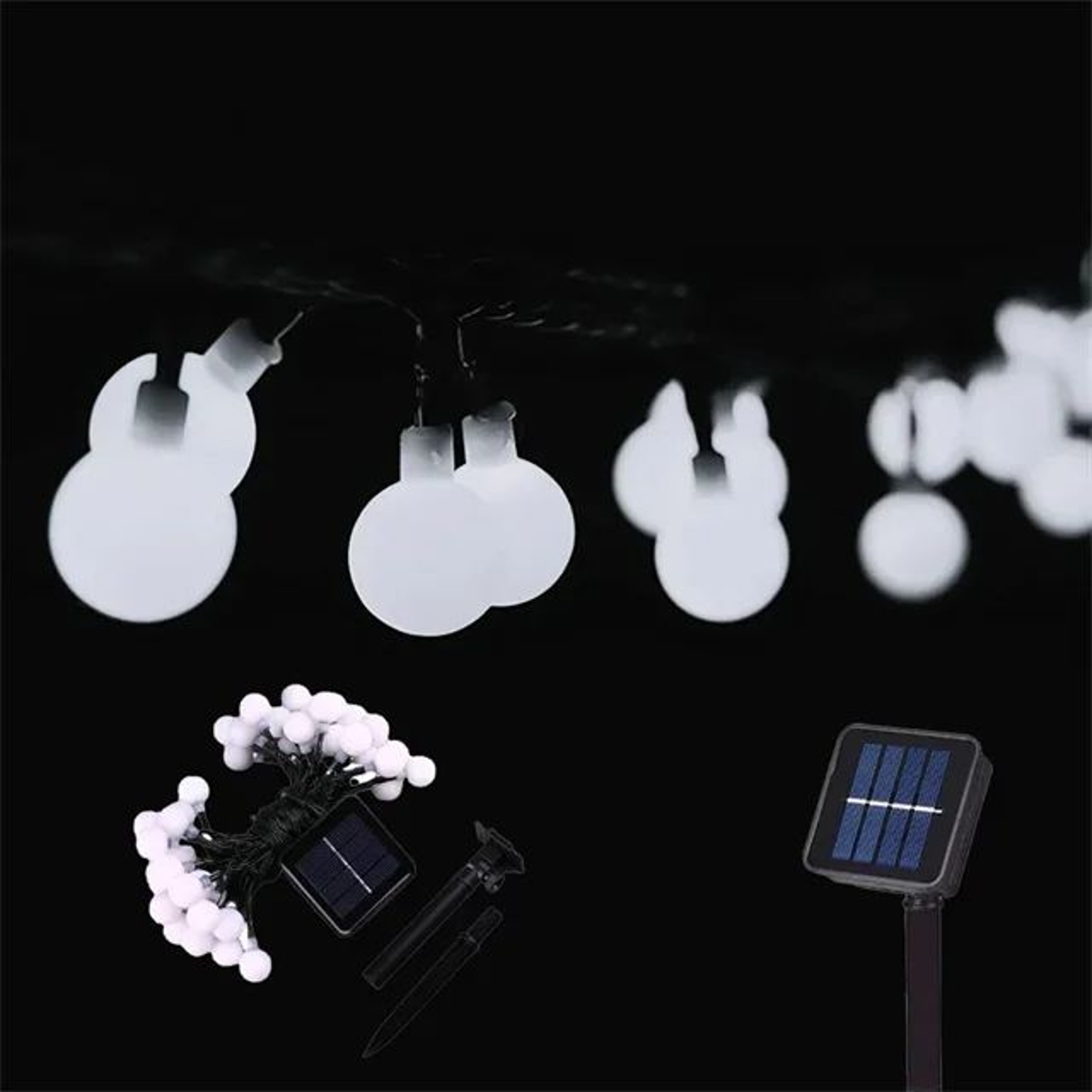 100 LED Frosted Globe Solar String Lights IP65 Waterproof With 8 Modes 8