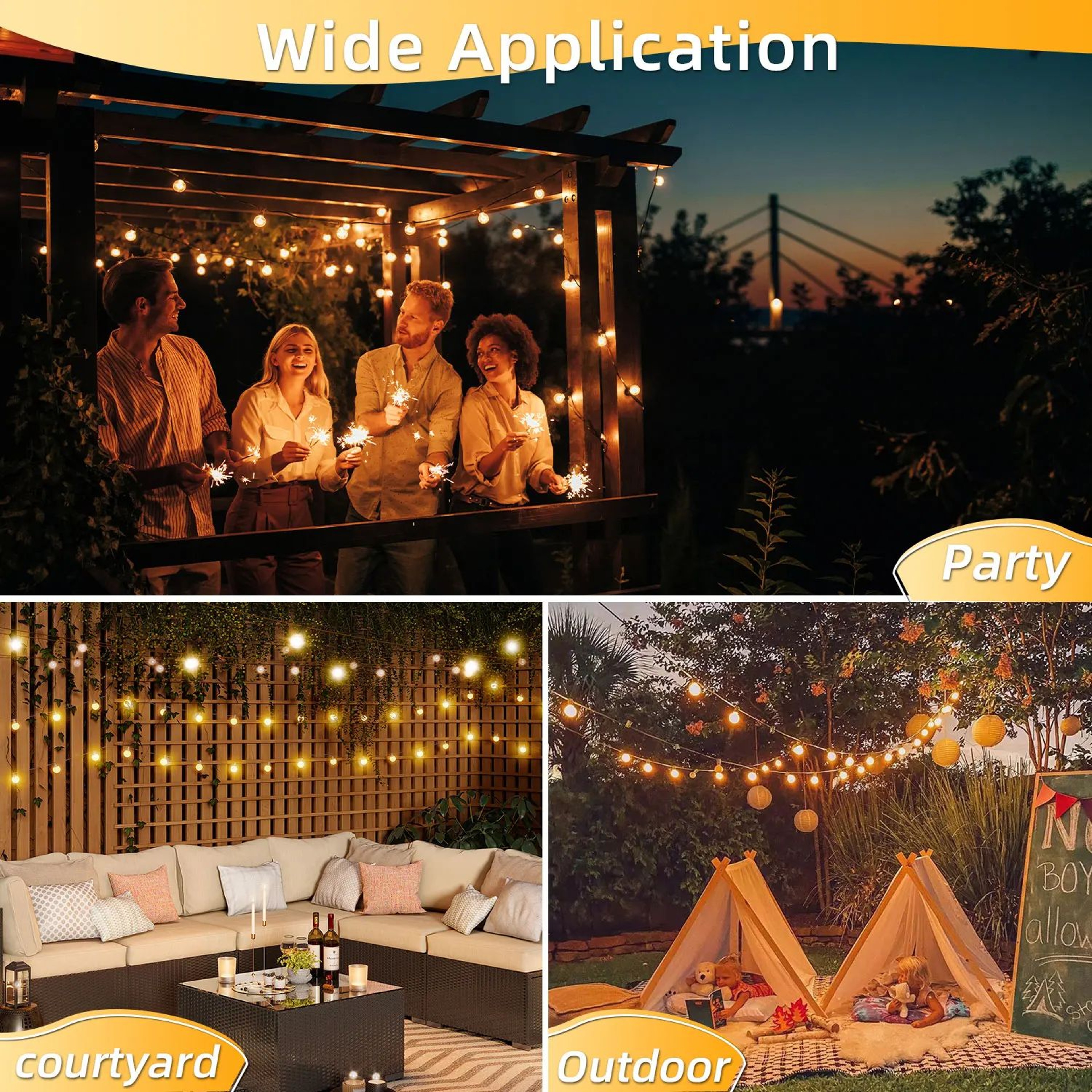 G40 Shatterproof Solar String Lights With USB Charging And Remote 3