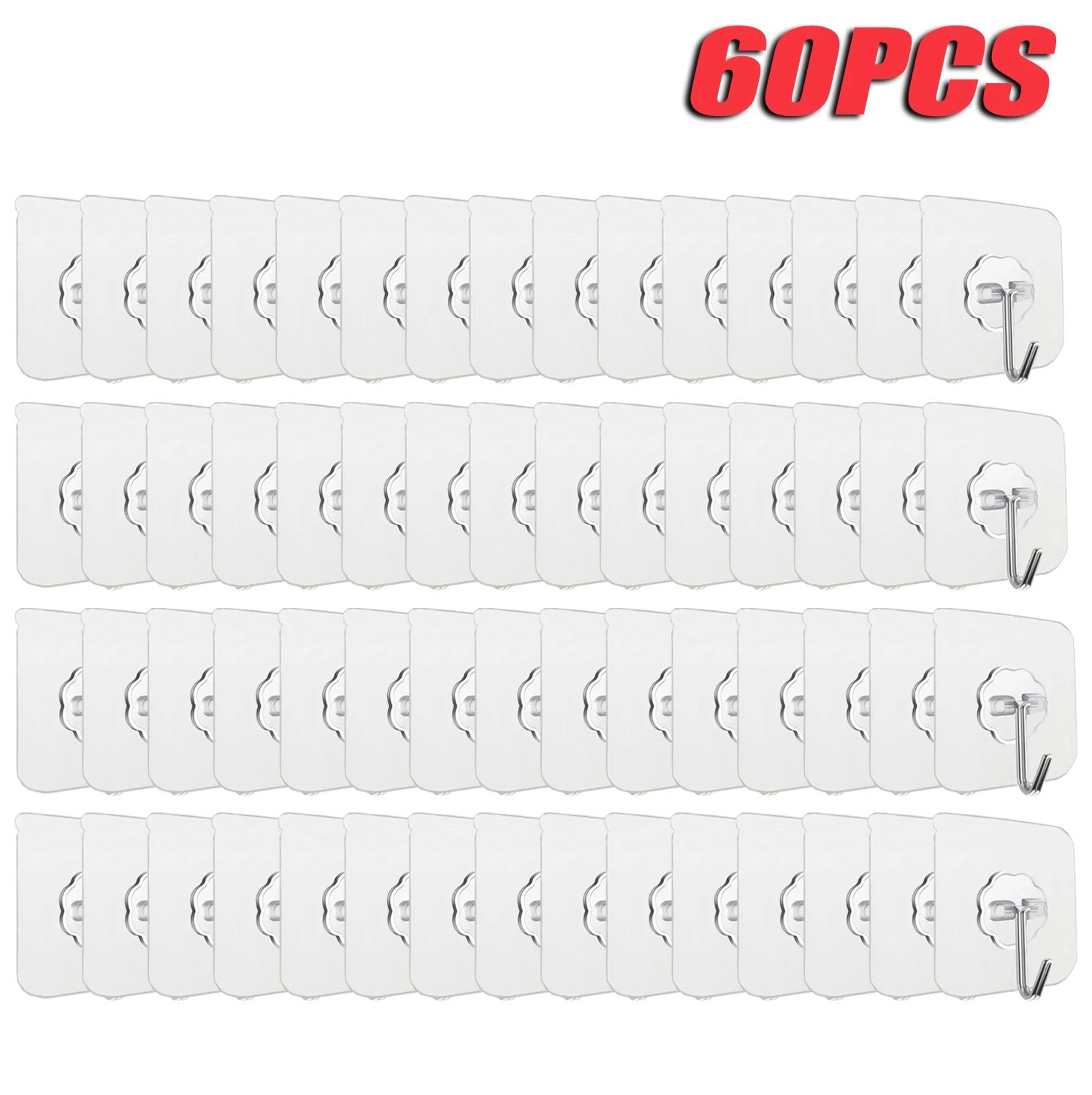 100300PCS Transparent SelfAdhesive Wall Hooks Stainless Steel Waterproof Hangers 10