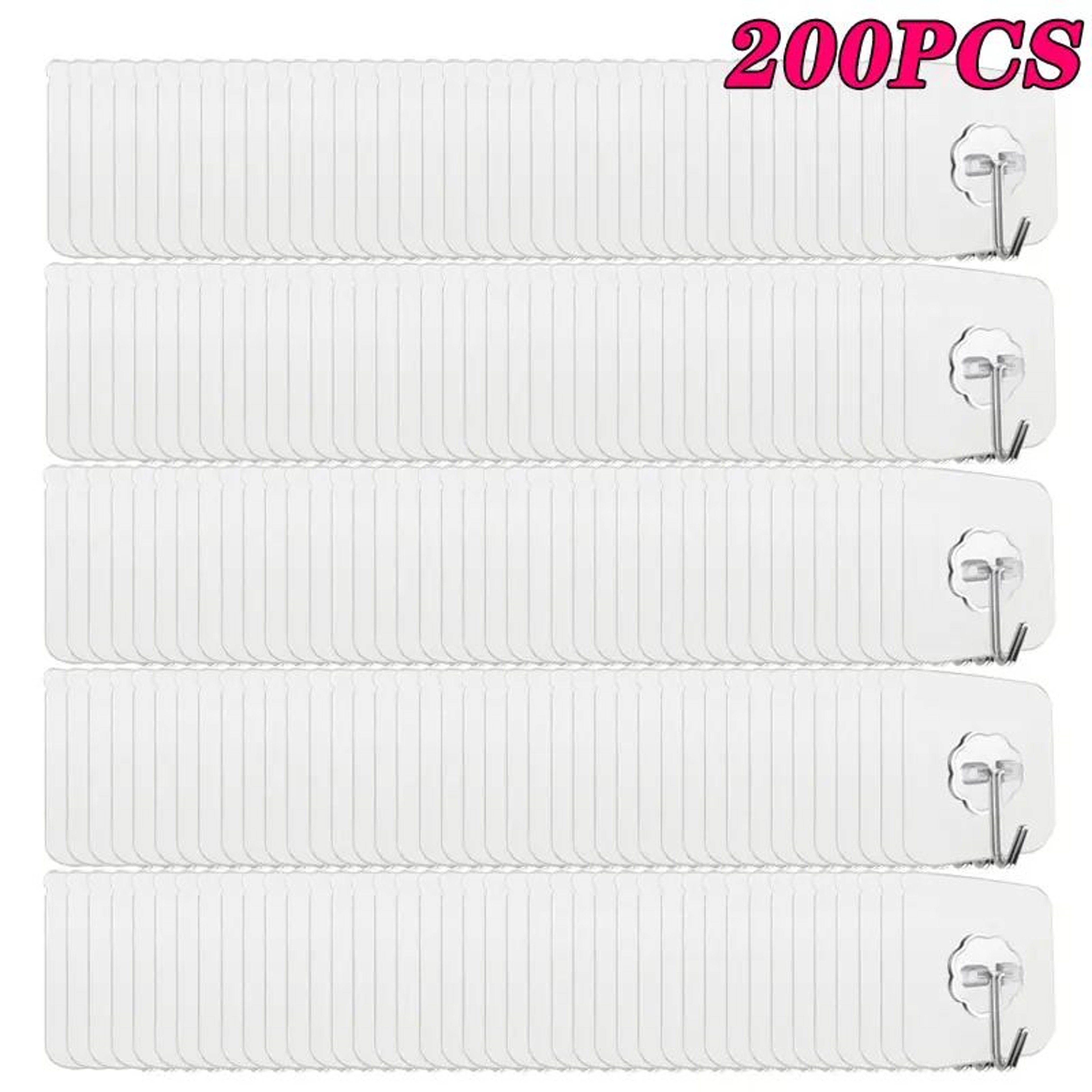 100300PCS Transparent SelfAdhesive Wall Hooks Stainless Steel Waterproof Hangers 12