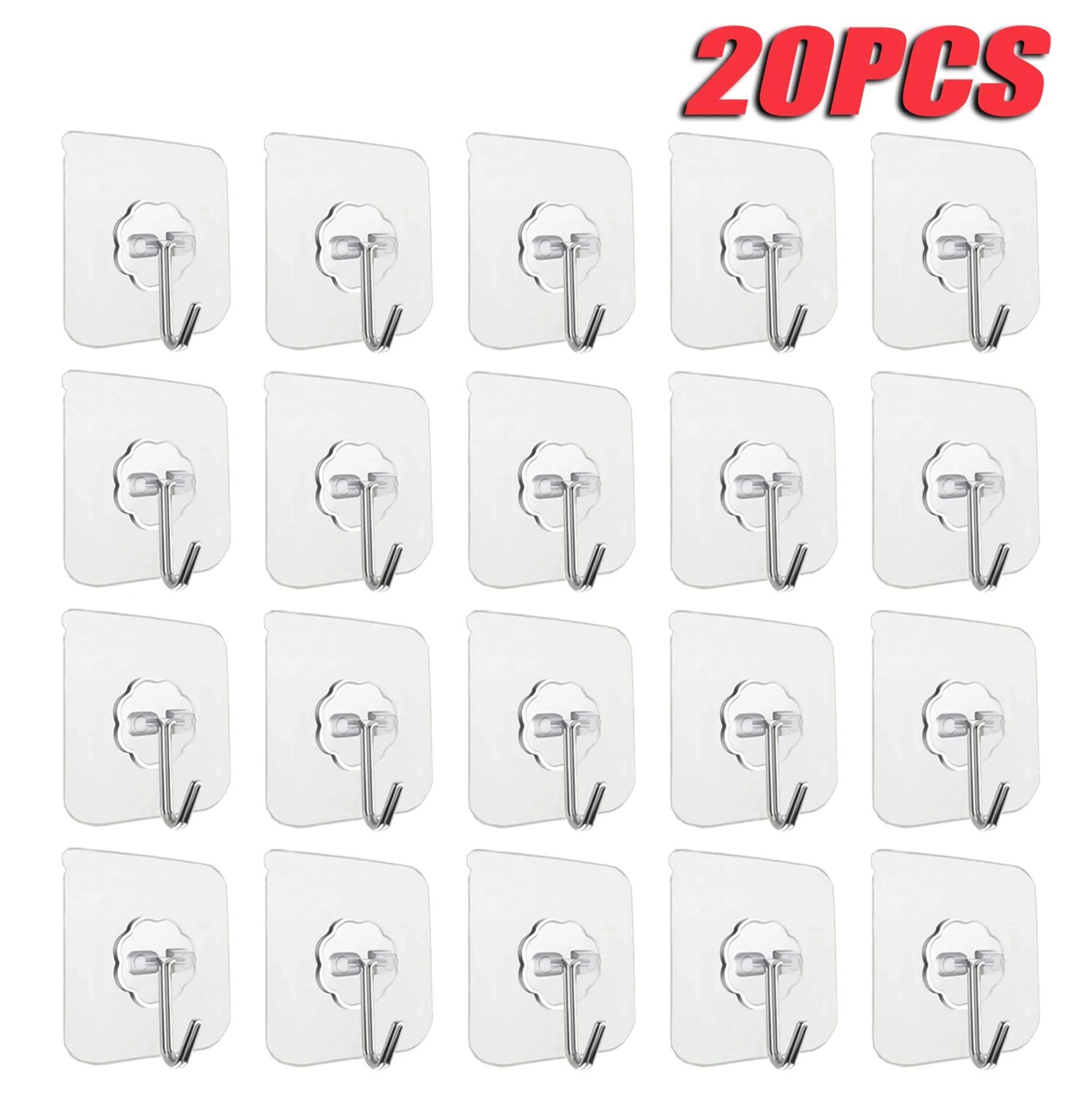 100300PCS Transparent SelfAdhesive Wall Hooks Stainless Steel Waterproof Hangers 6