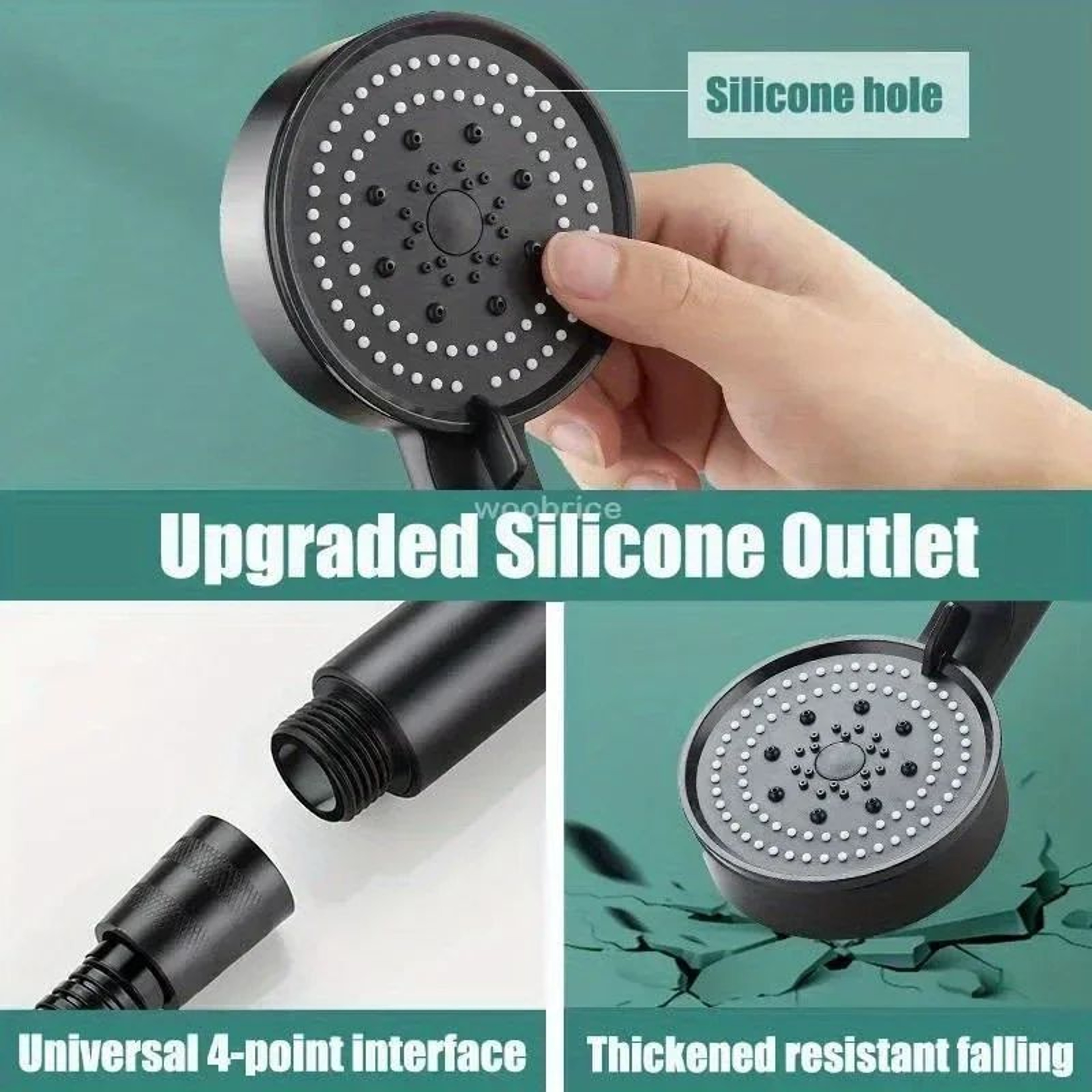 5Mode High Pressure Handheld Shower Head With OneTouch Stop And WaterSaving Spray 4