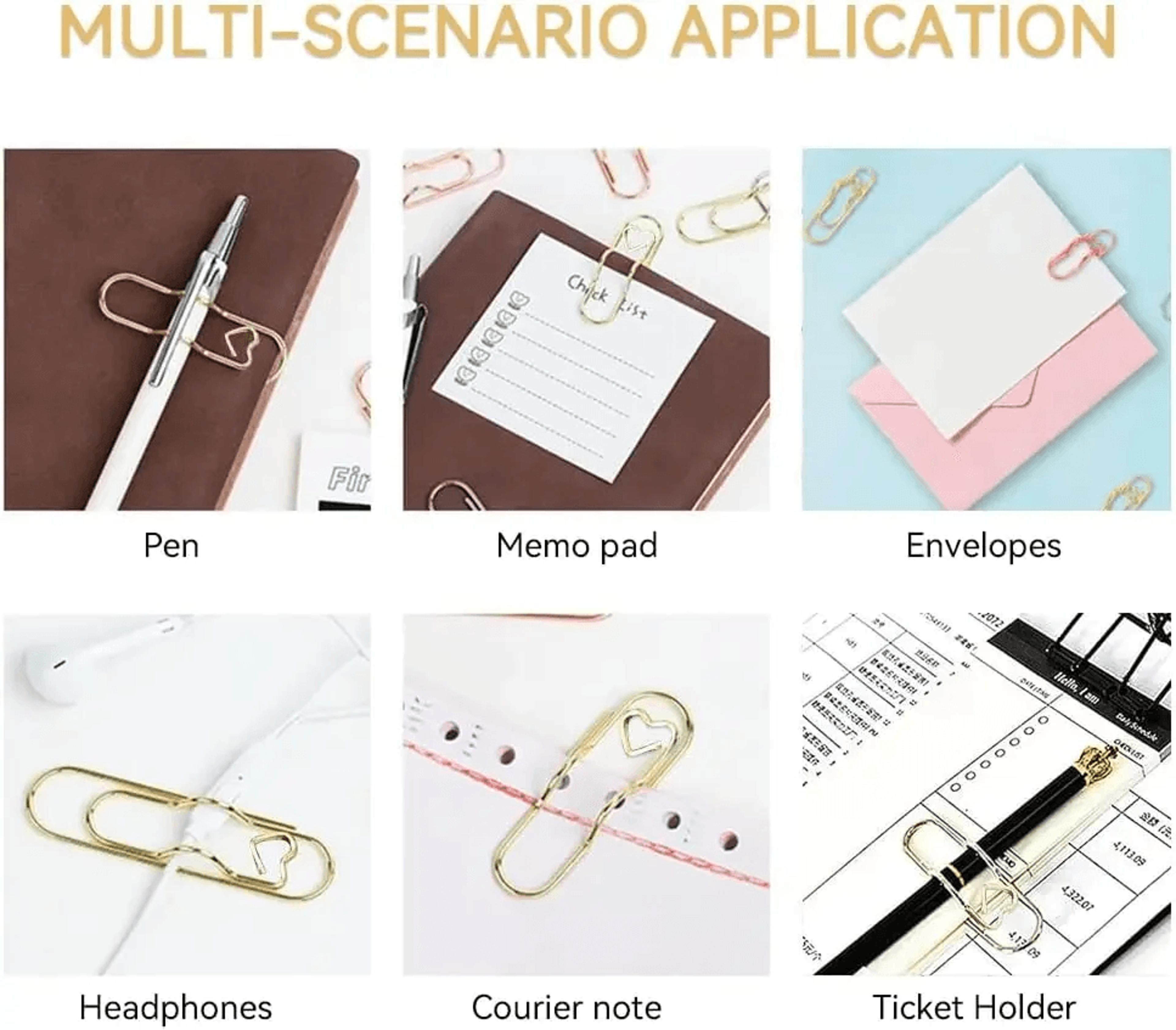 Heart Shaped Notebook Clips Metal Bookmark And Page Holders 10100PCS 5