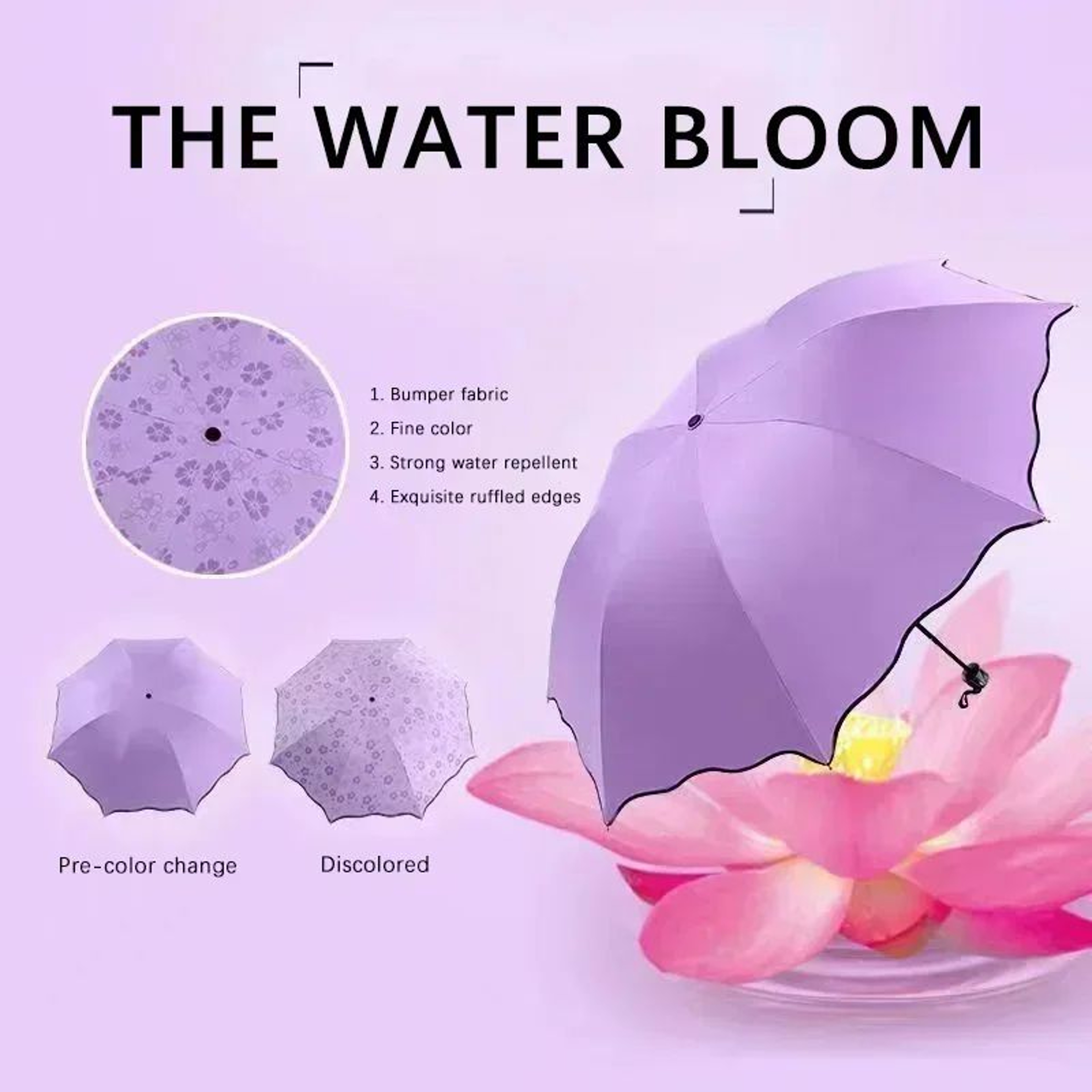 Water Bloom UV Protection Folding Umbrella For Sun And Rain 2