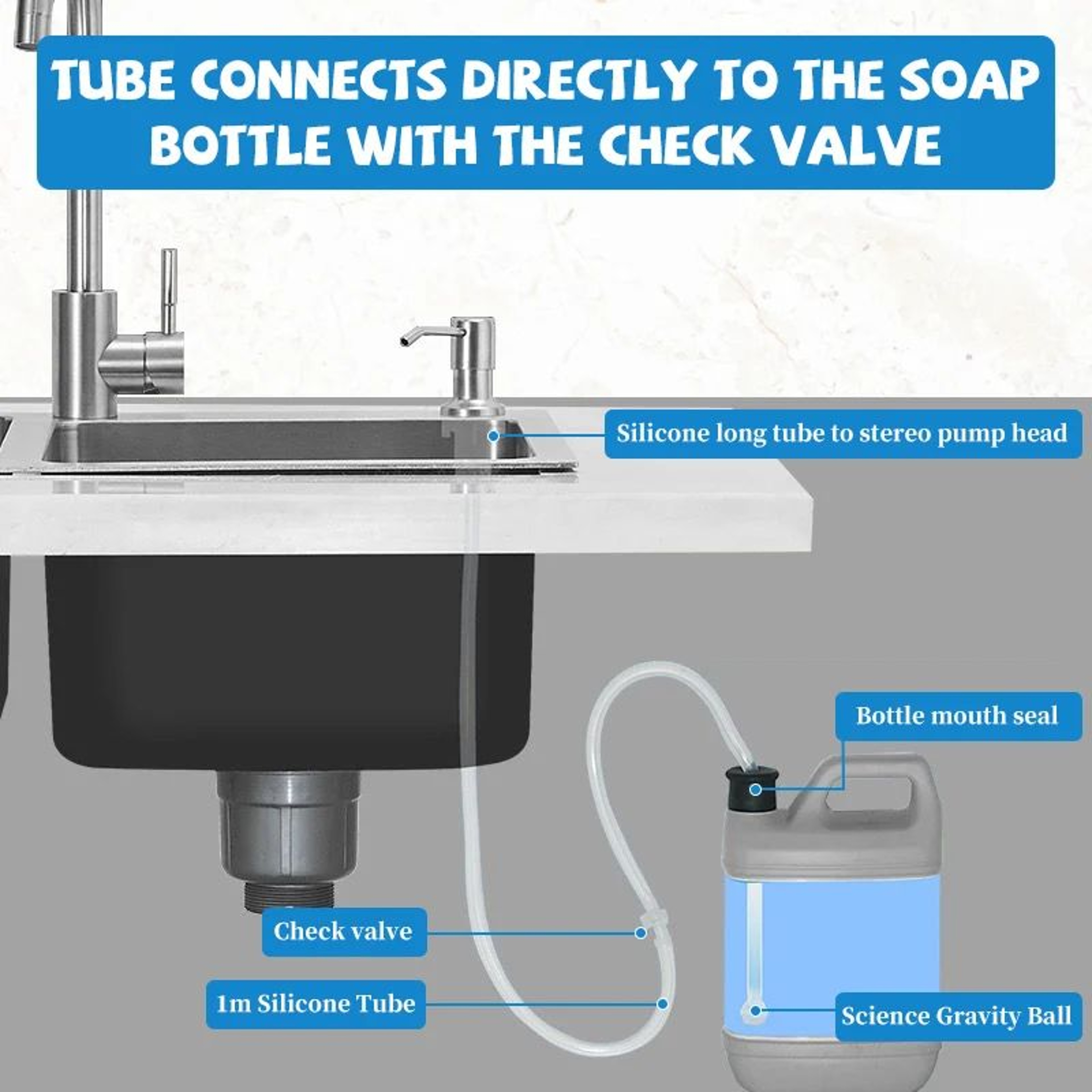 2PCS Stainless Steel Soap Dispenser Pump Replacement Set 3