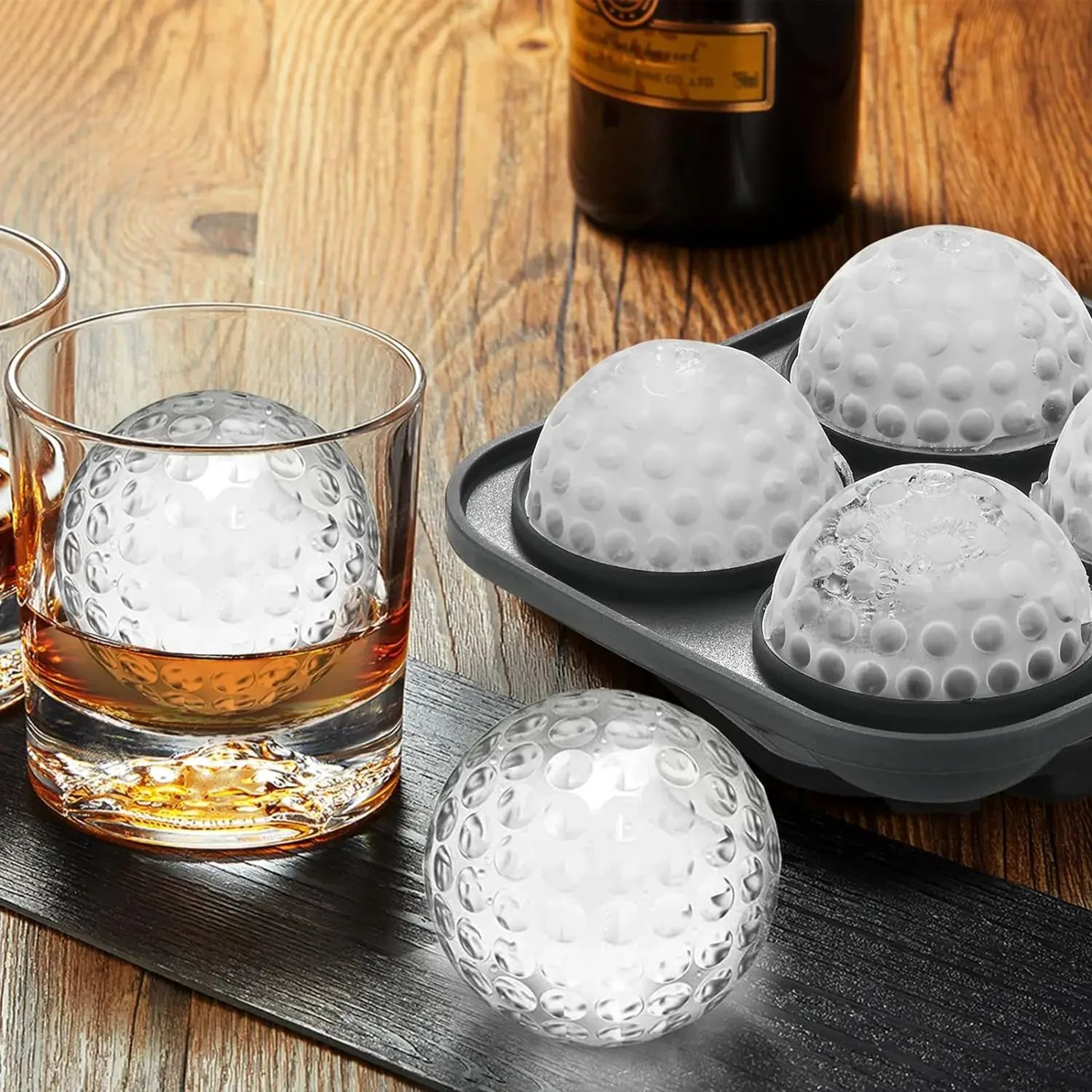 Golf Ball Silicone Ice Mold With Funnel For Whiskey And Cocktails 1