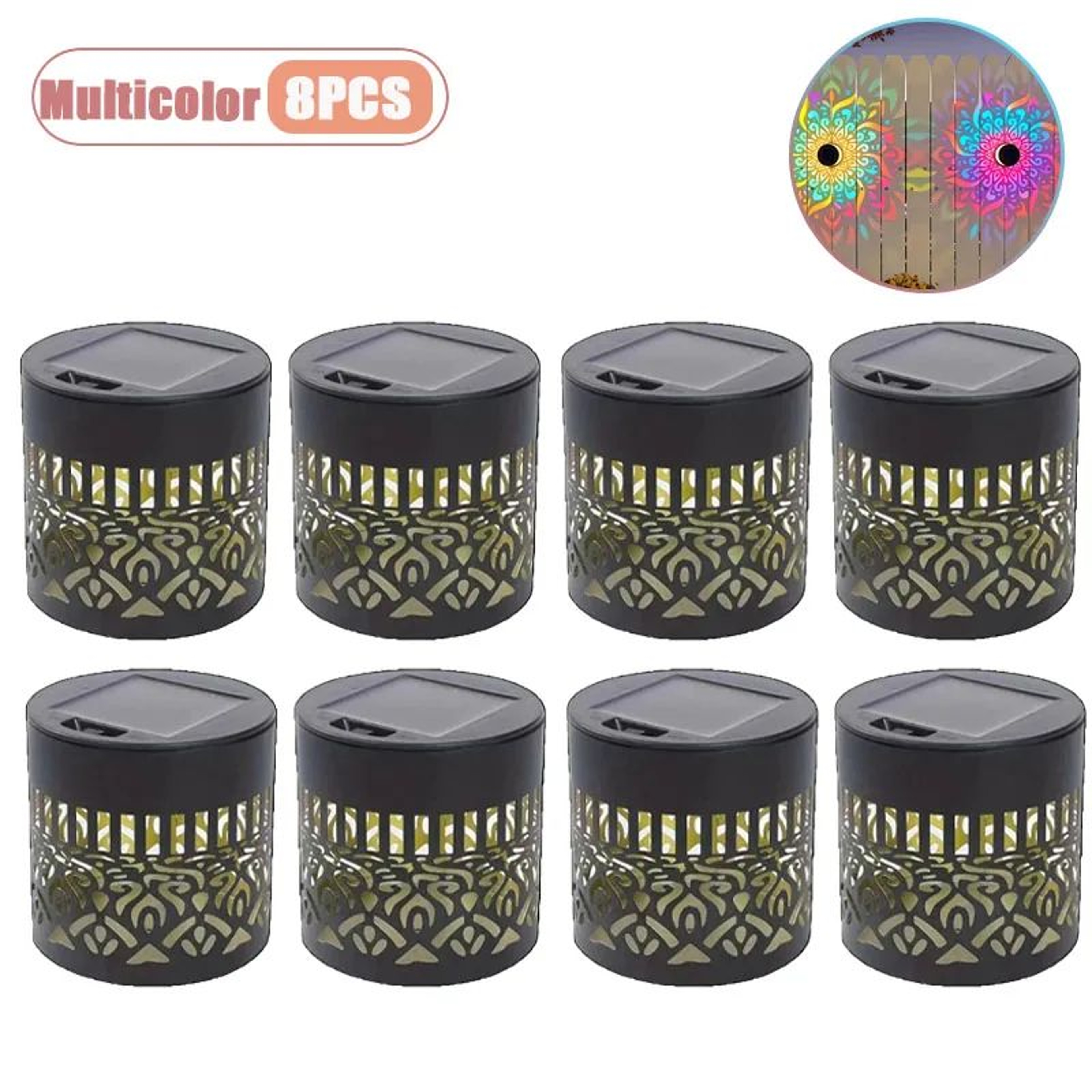 Solar Sunflower Mandala Wall Lantern Outdoor Waterproof Garden Fence Light 18PCS 9