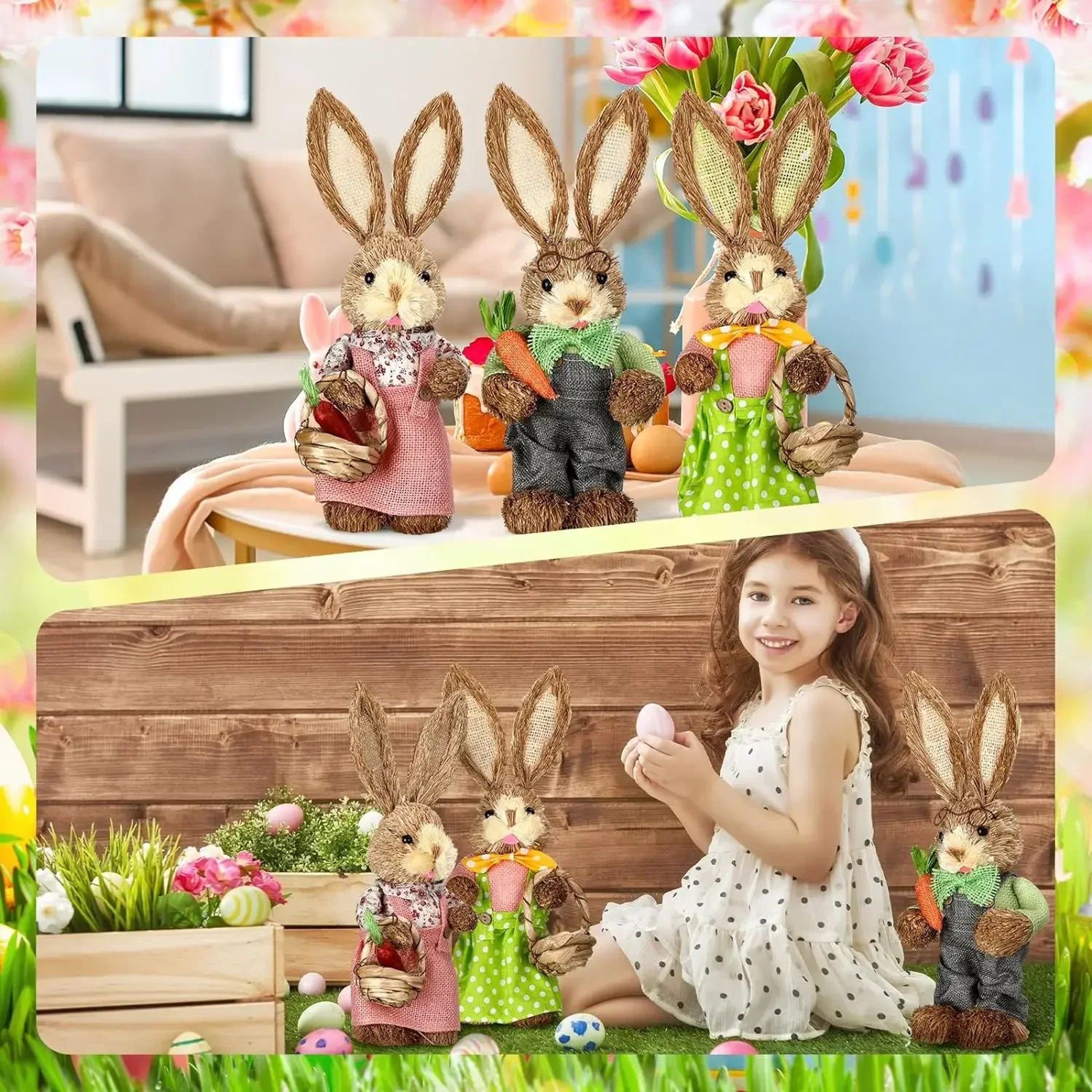 Rustic Handmade Easter Bunny Ornament For Spring Home And Party Decor 2