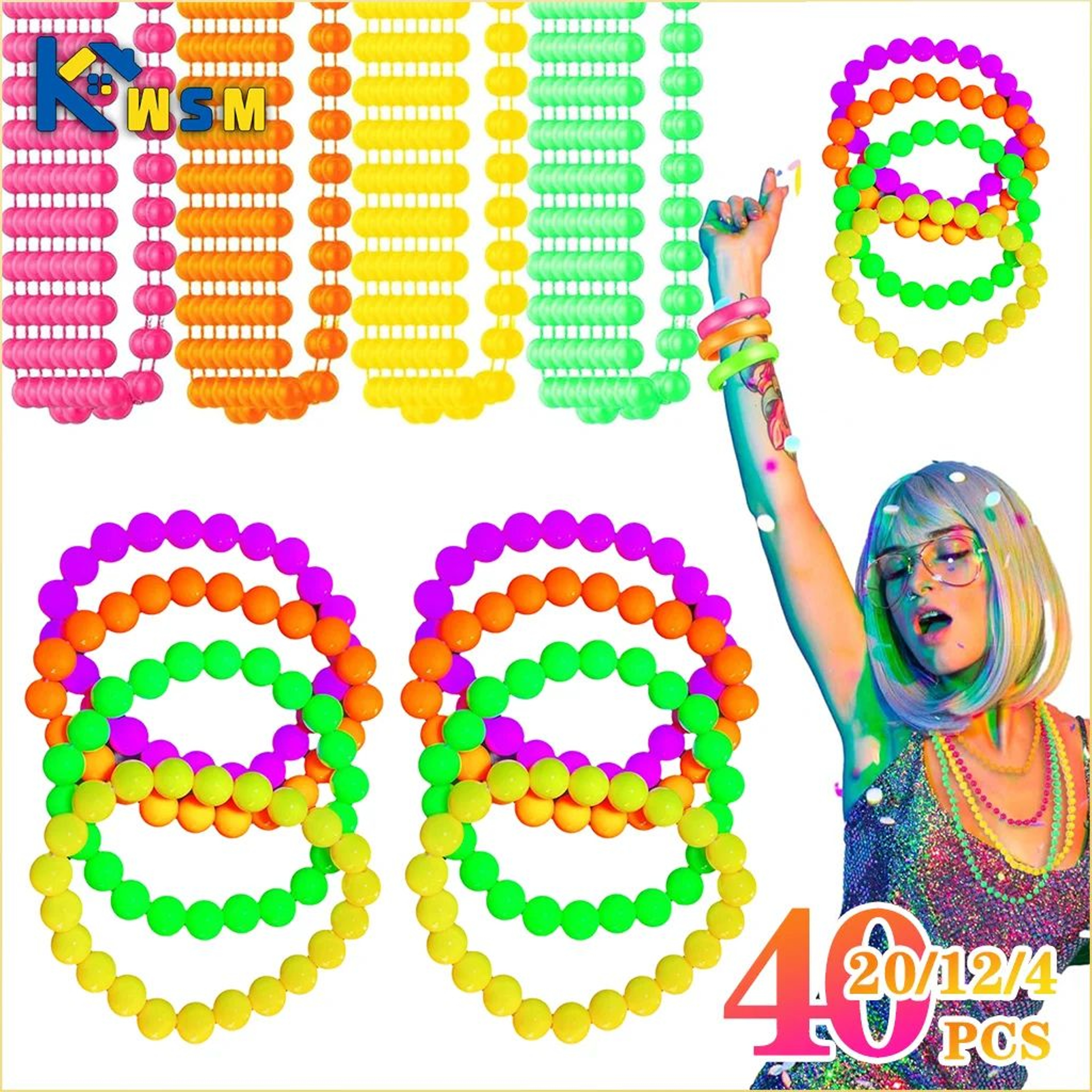 Neon Beaded Necklace And Bracelet Party Accessory Set 440PCS 0