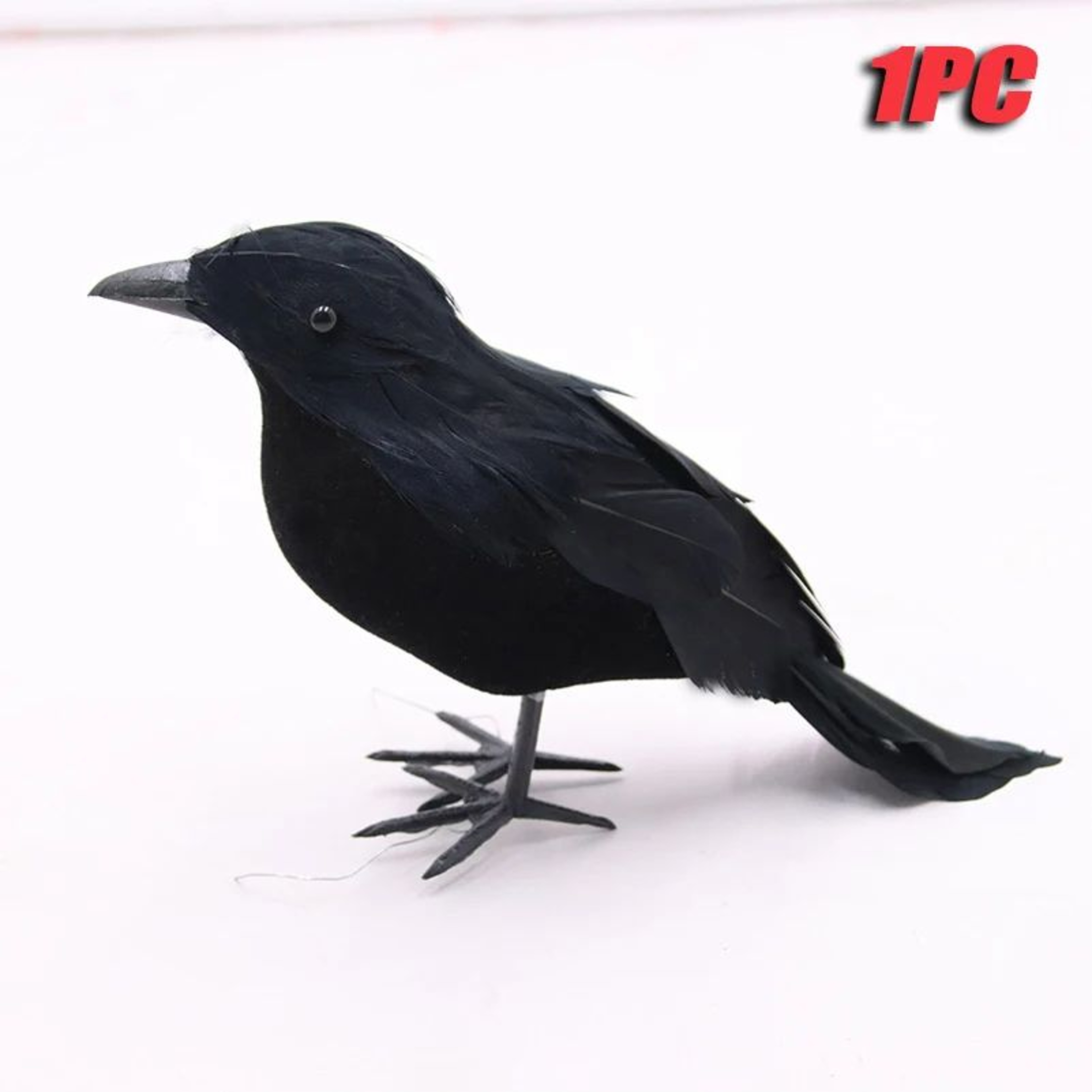 6PCS Realistic Black Feather Crow Halloween Decorations 8