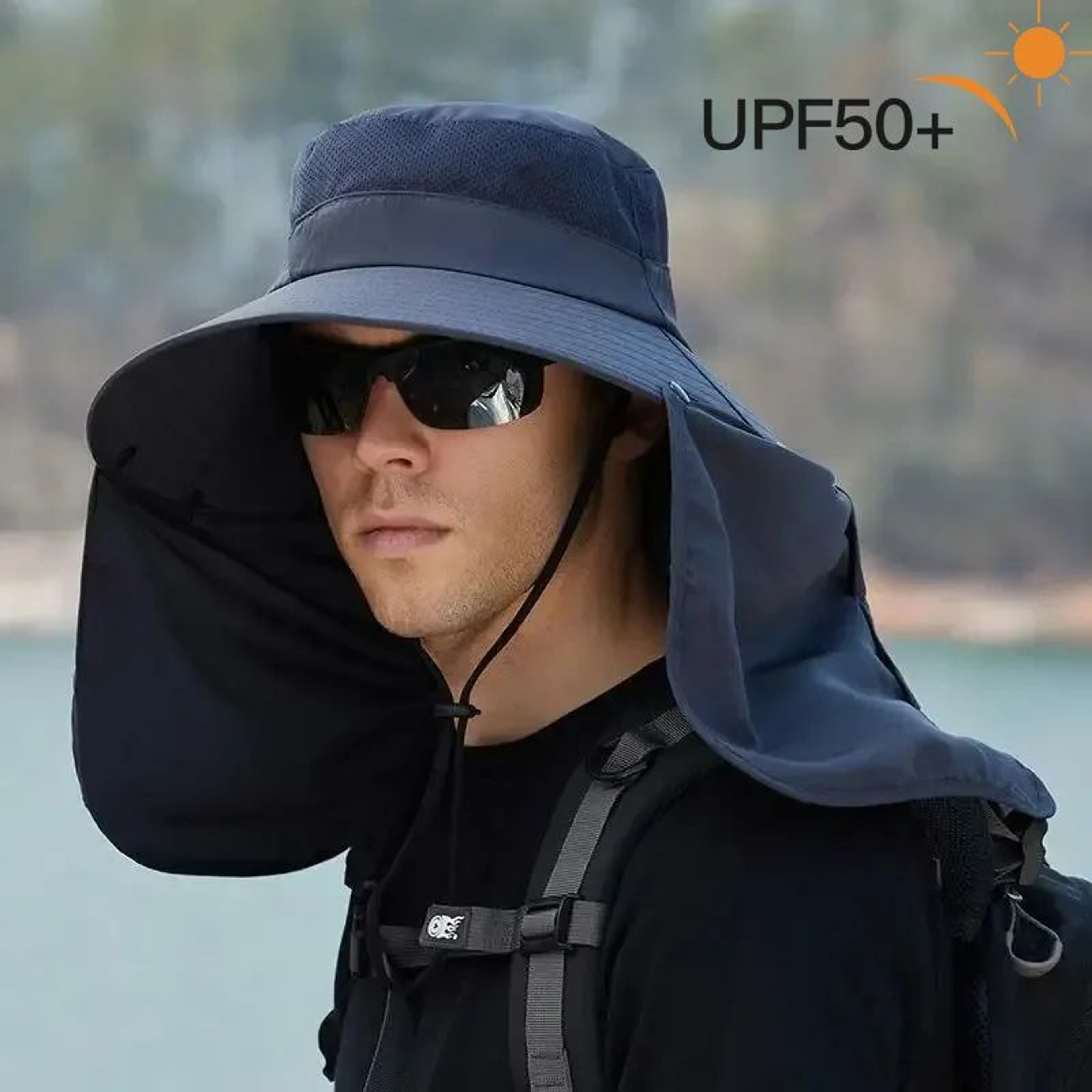 Wide Brim Fishing Sun Hat With Neck Flap For Outdoor Sun Protection 0
