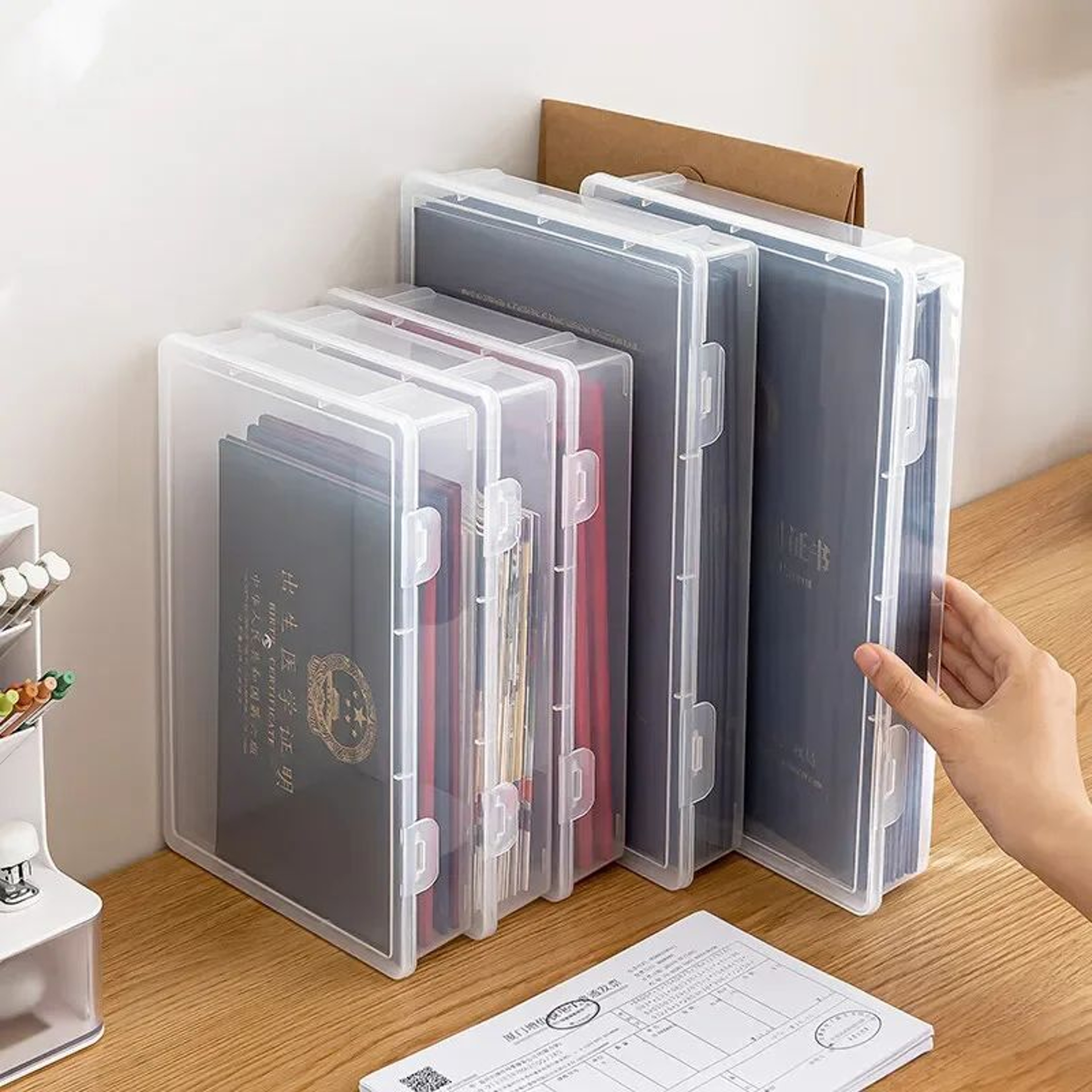 A4 Document Organizer Box Dustproof File Storage For Certificates And Papers 0