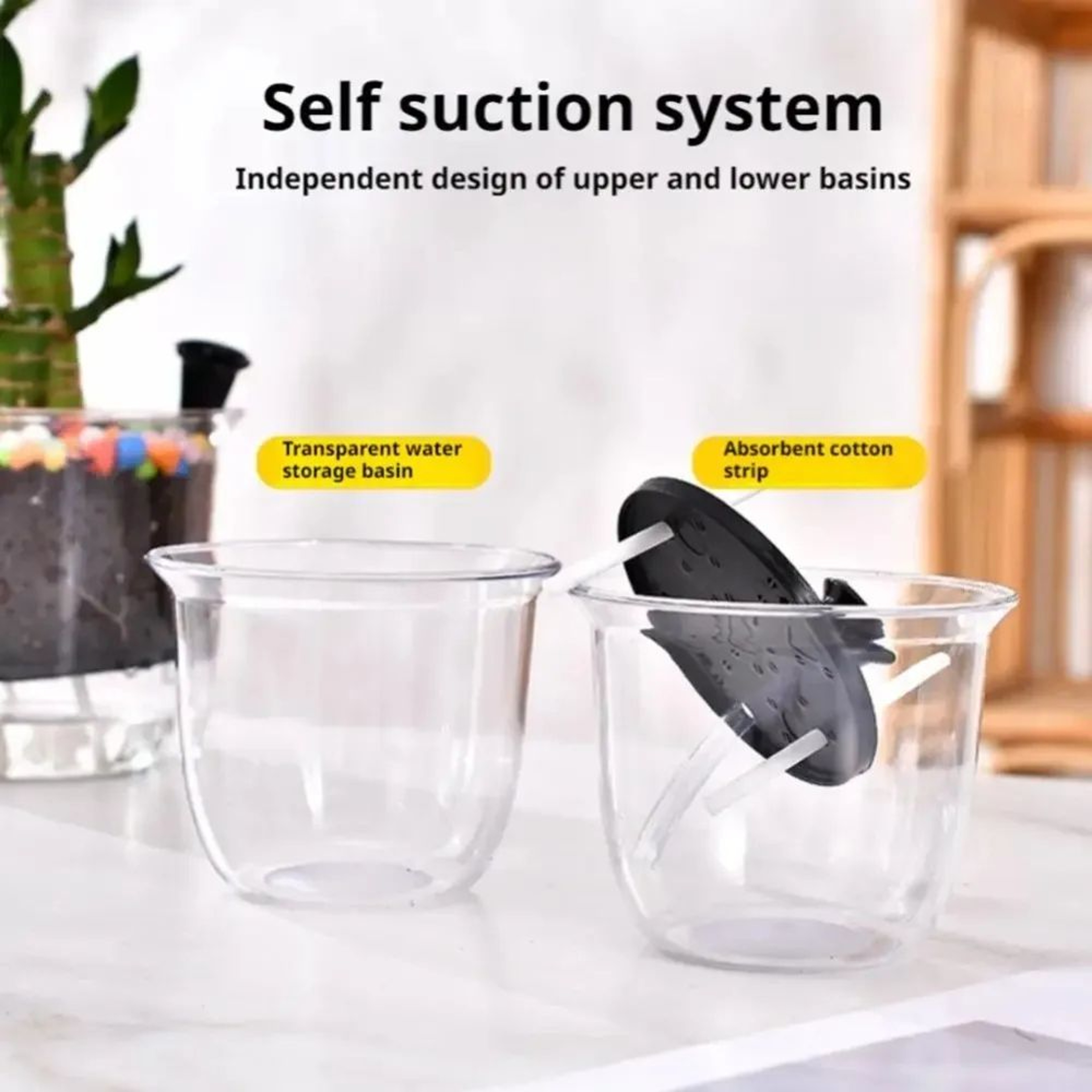 2PCS Clear SelfWatering Pots With Deep Reservoir For Indoor Plants 3