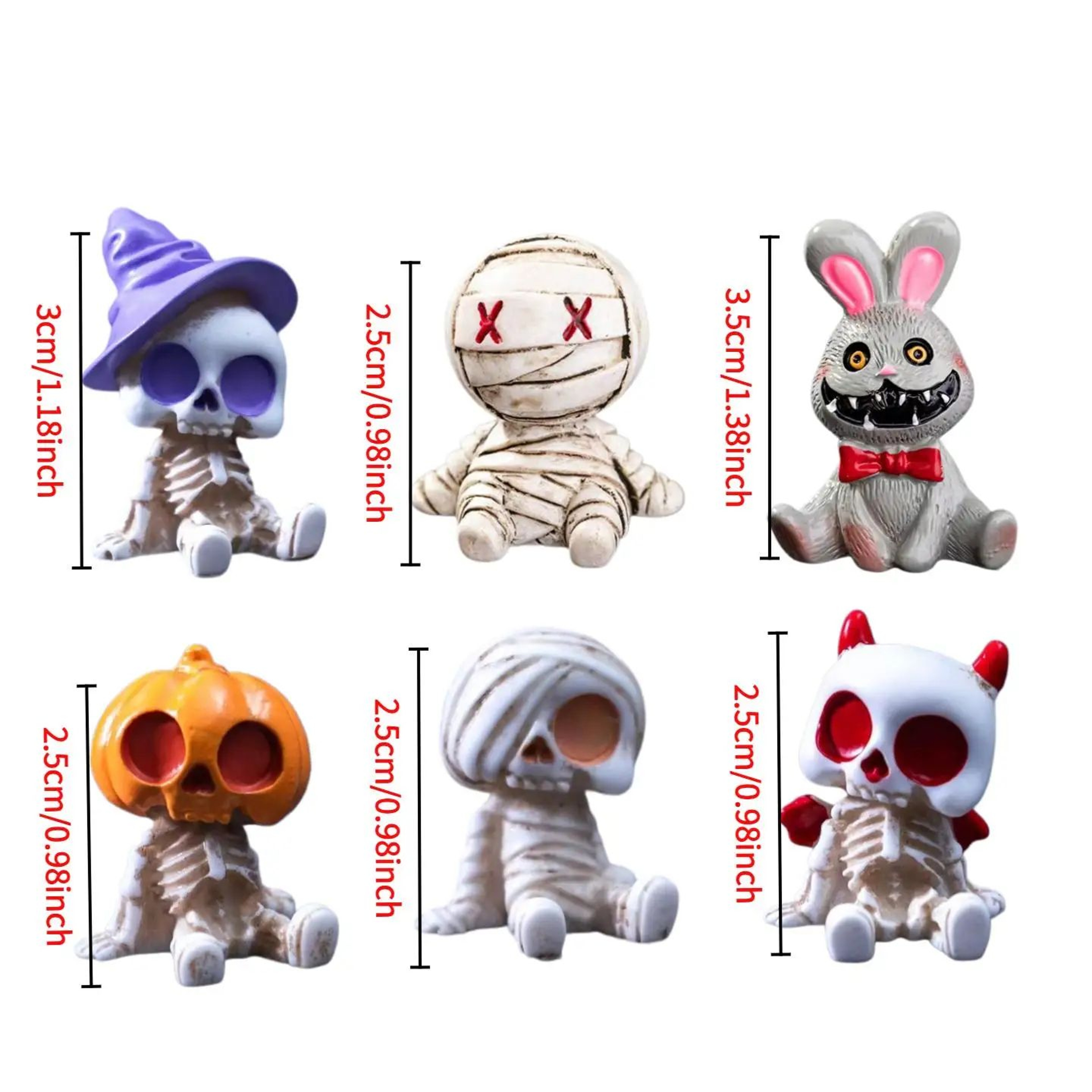 6Pcs Halloween Skeleton and Mummy Mini Figurines for Spooky DIY Decor – view 7