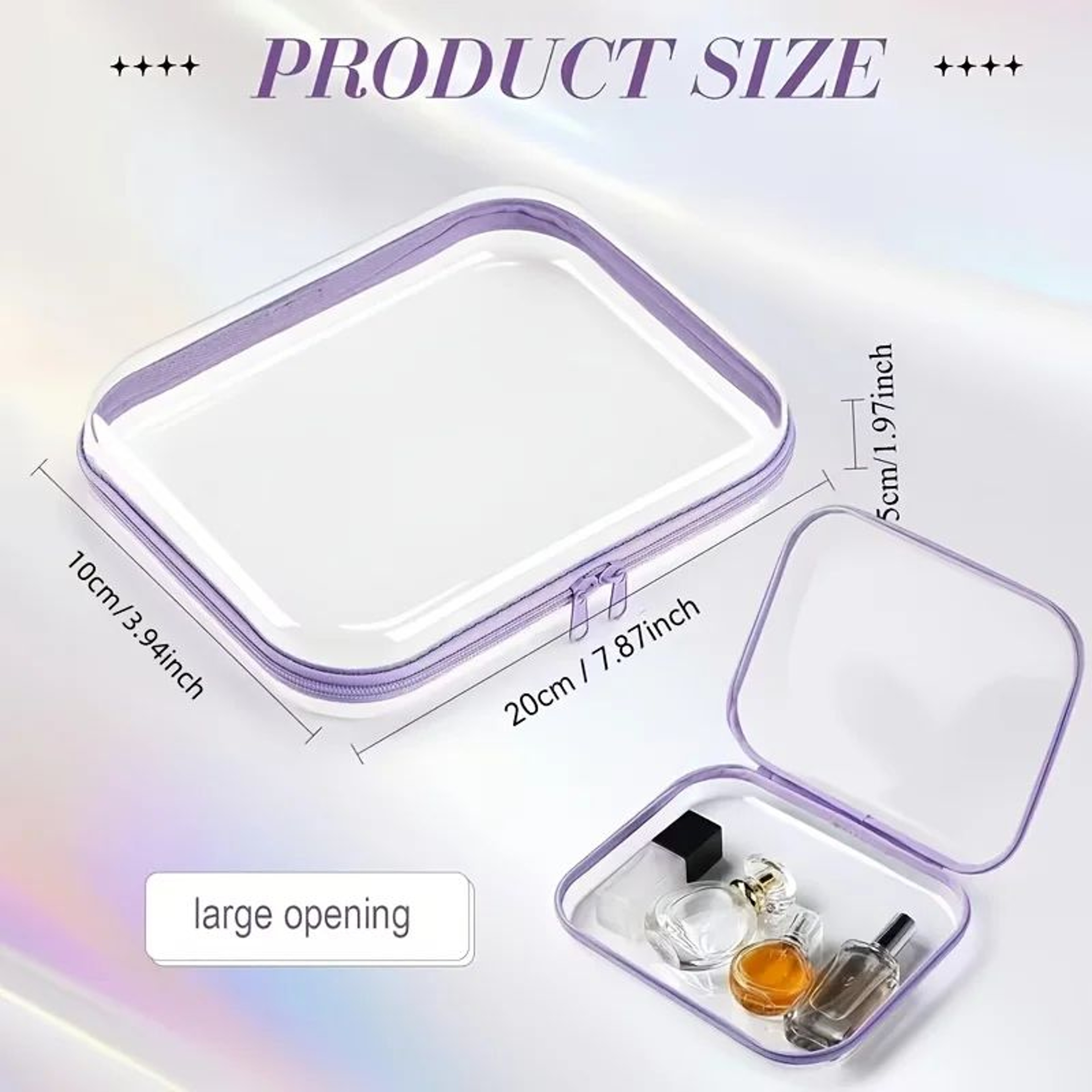 Clear Hard Shell Zipper Case Waterproof Travel Toiletry and Makeup Organizer – view 7
