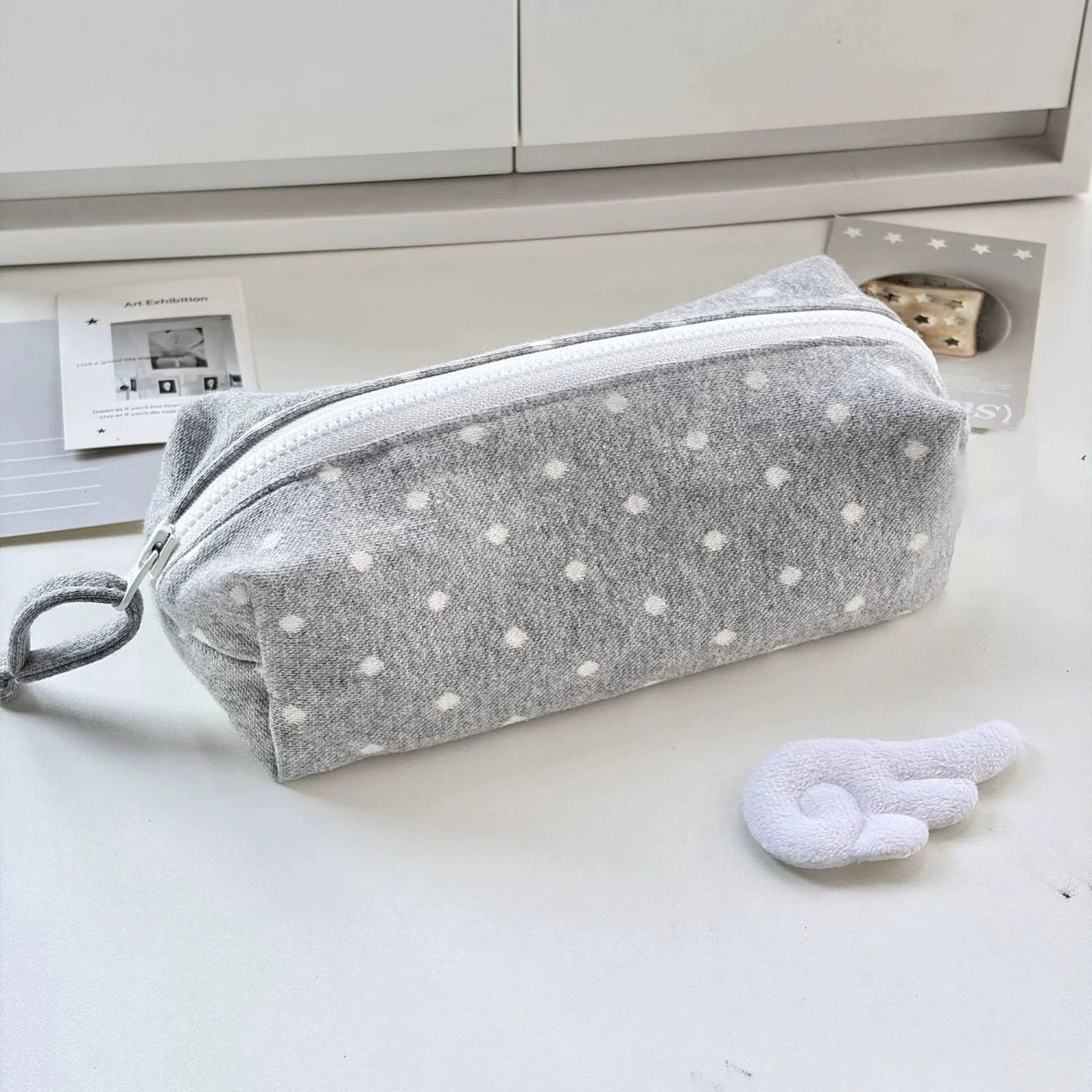 Korean Polka Dot Pencil Case Large Capacity Makeup Organizer 6