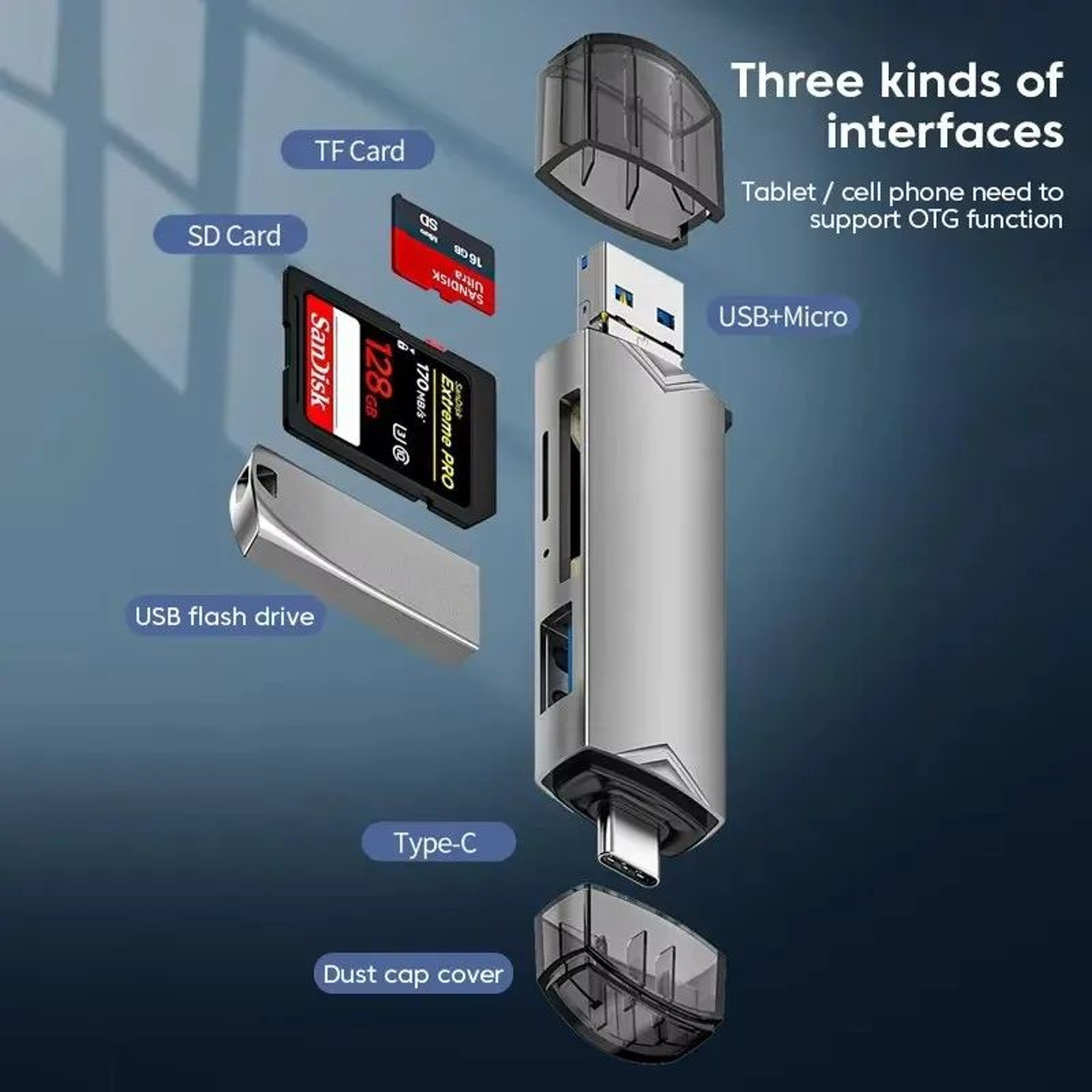 6in1 USB 30 Card Reader TypeC OTG SD Micro SD Adapter 1