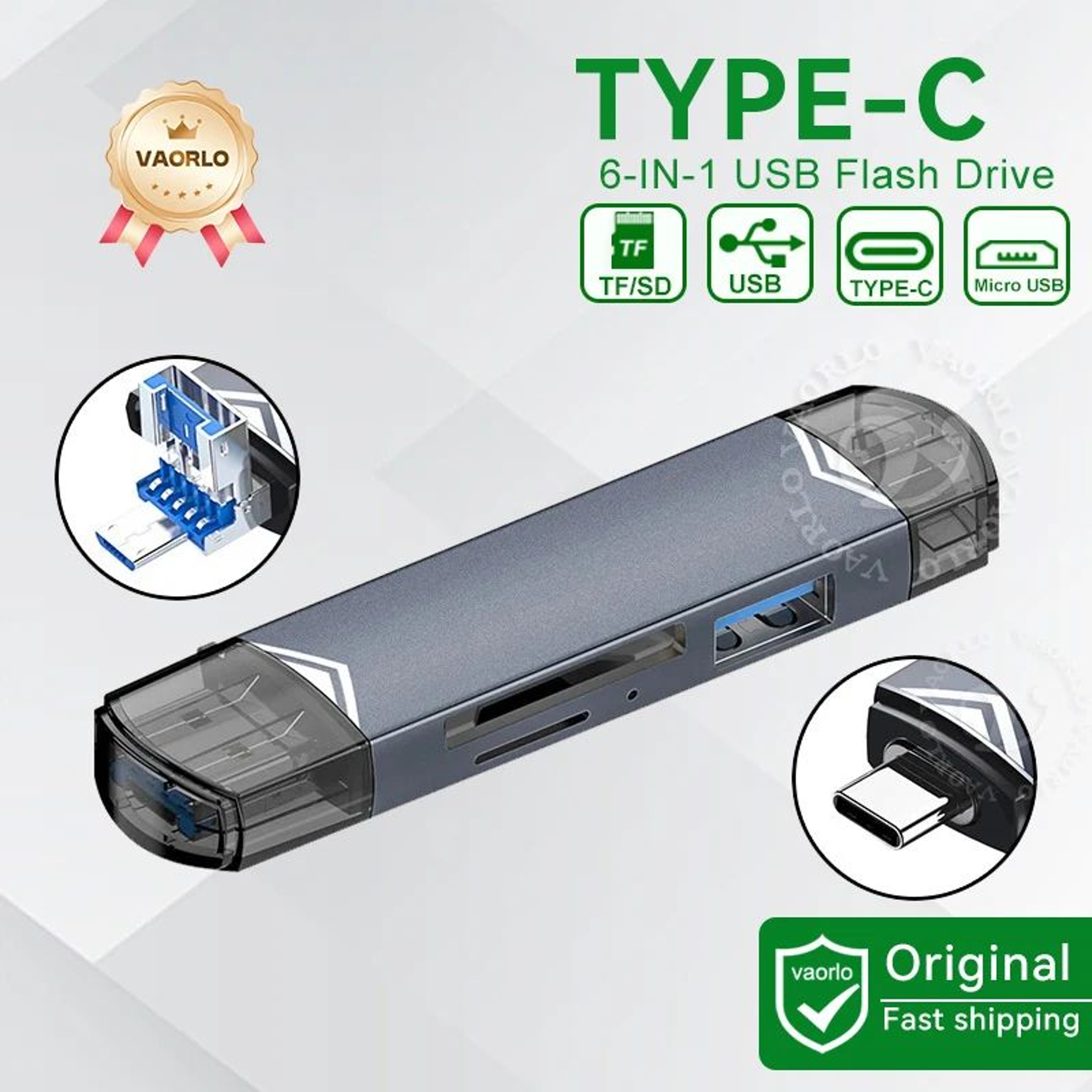 6in1 USB 30 Card Reader TypeC OTG SD Micro SD Adapter 9