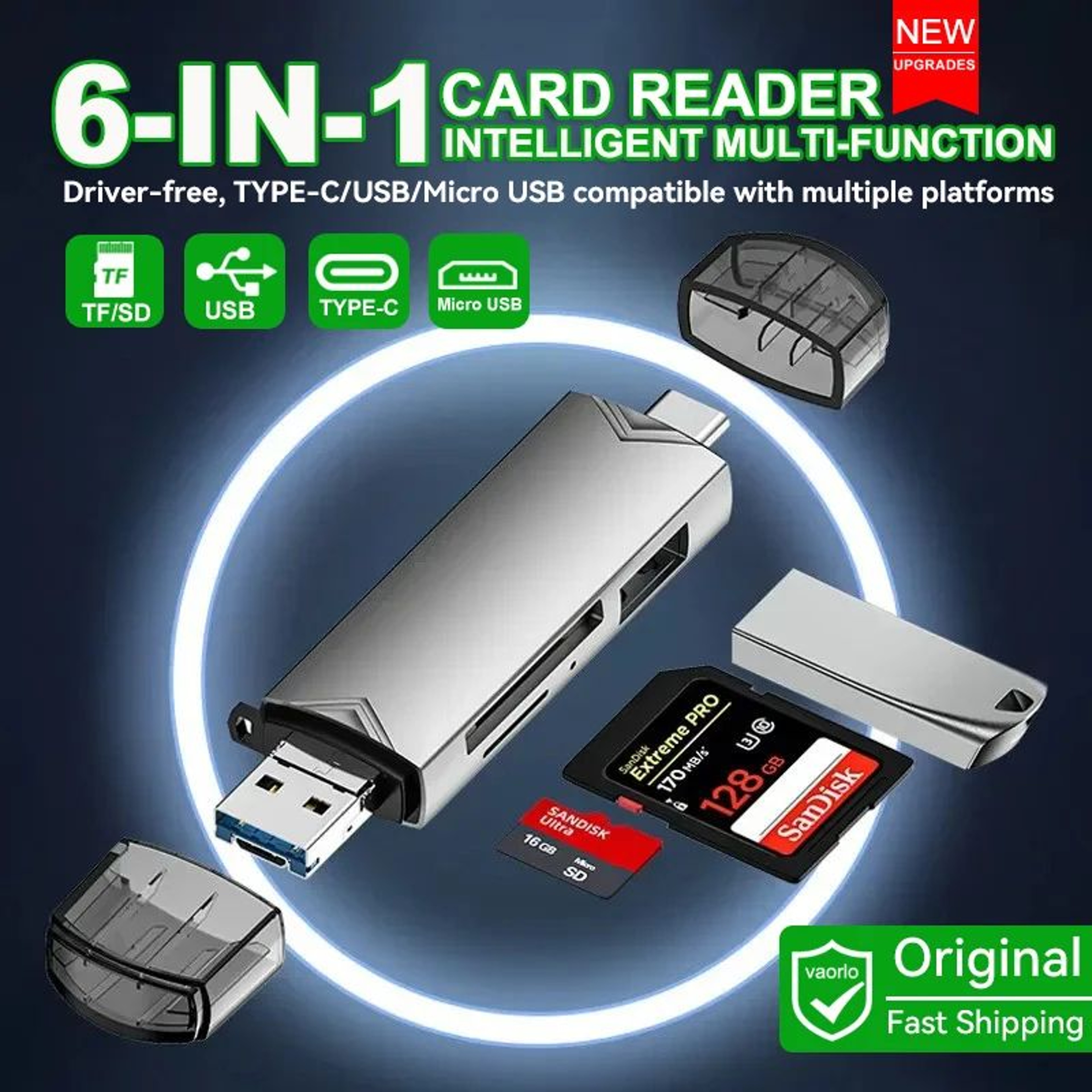 6in1 OTG USB 30 Card Reader TypeC SD And Micro SD Adapter 0