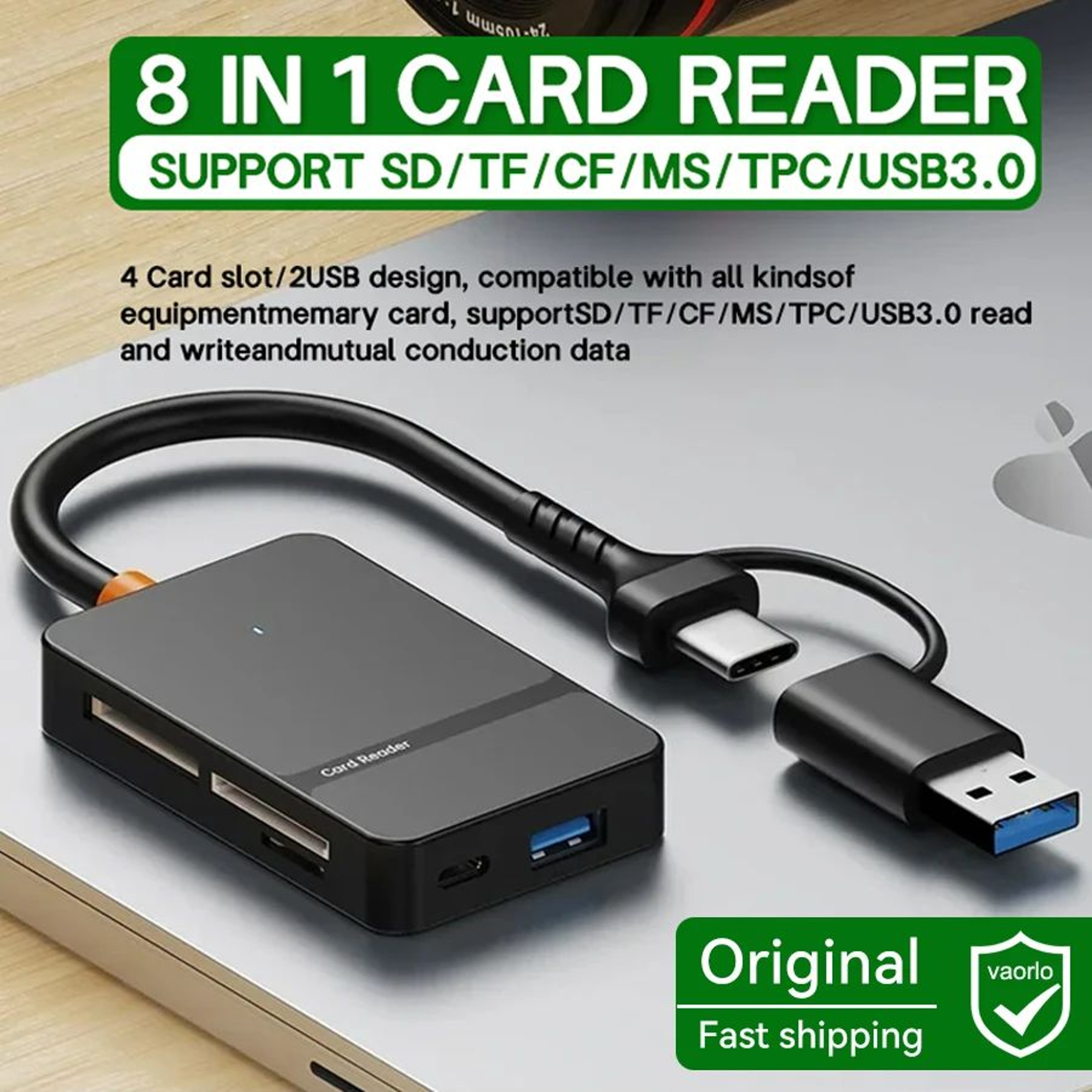 8in1 USB 30 Multi Card Reader Hub For SD TF CF MS And USB Devices 0