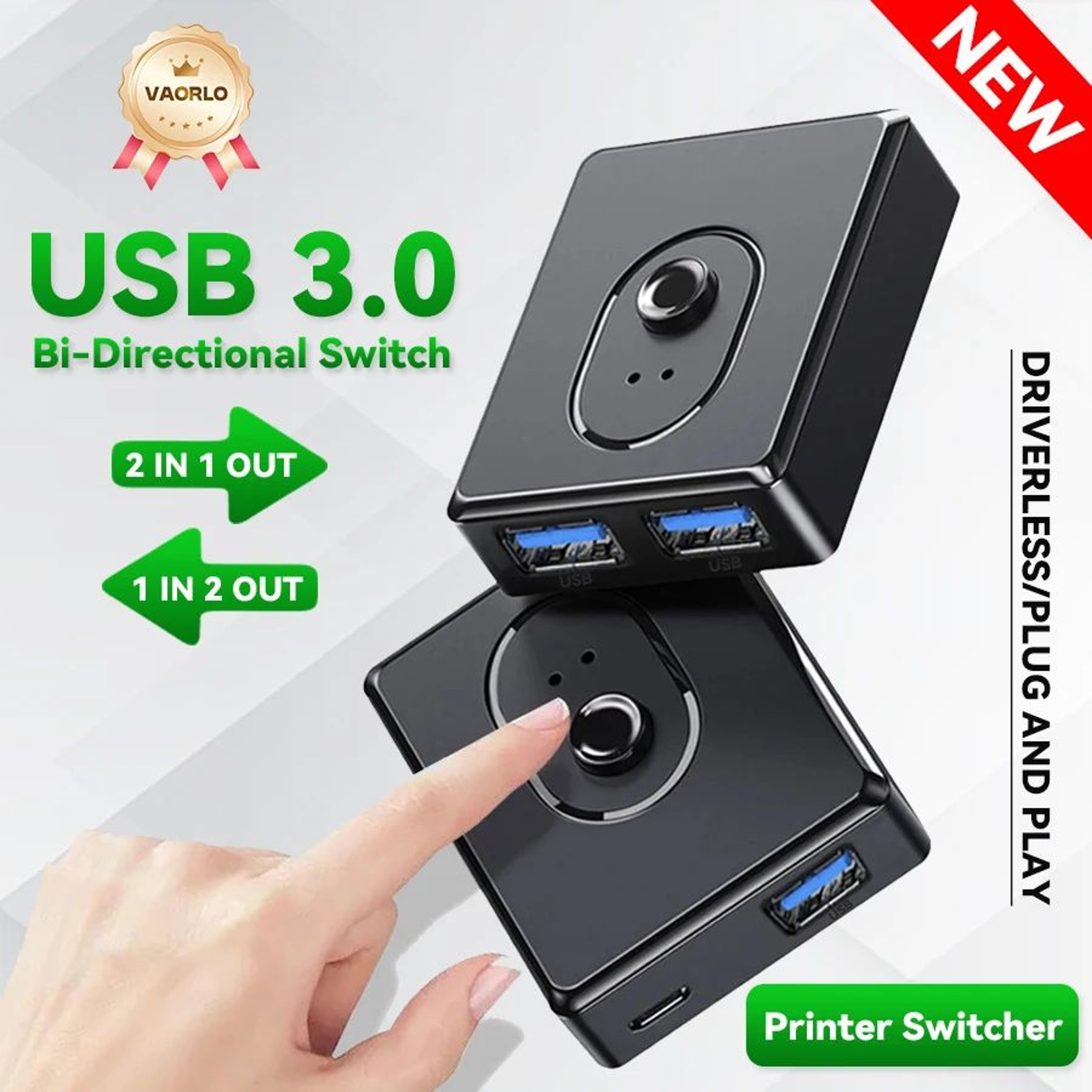 USB 30 Bidirectional KVM Switch For 2 Computers And Shared USB Devices 0