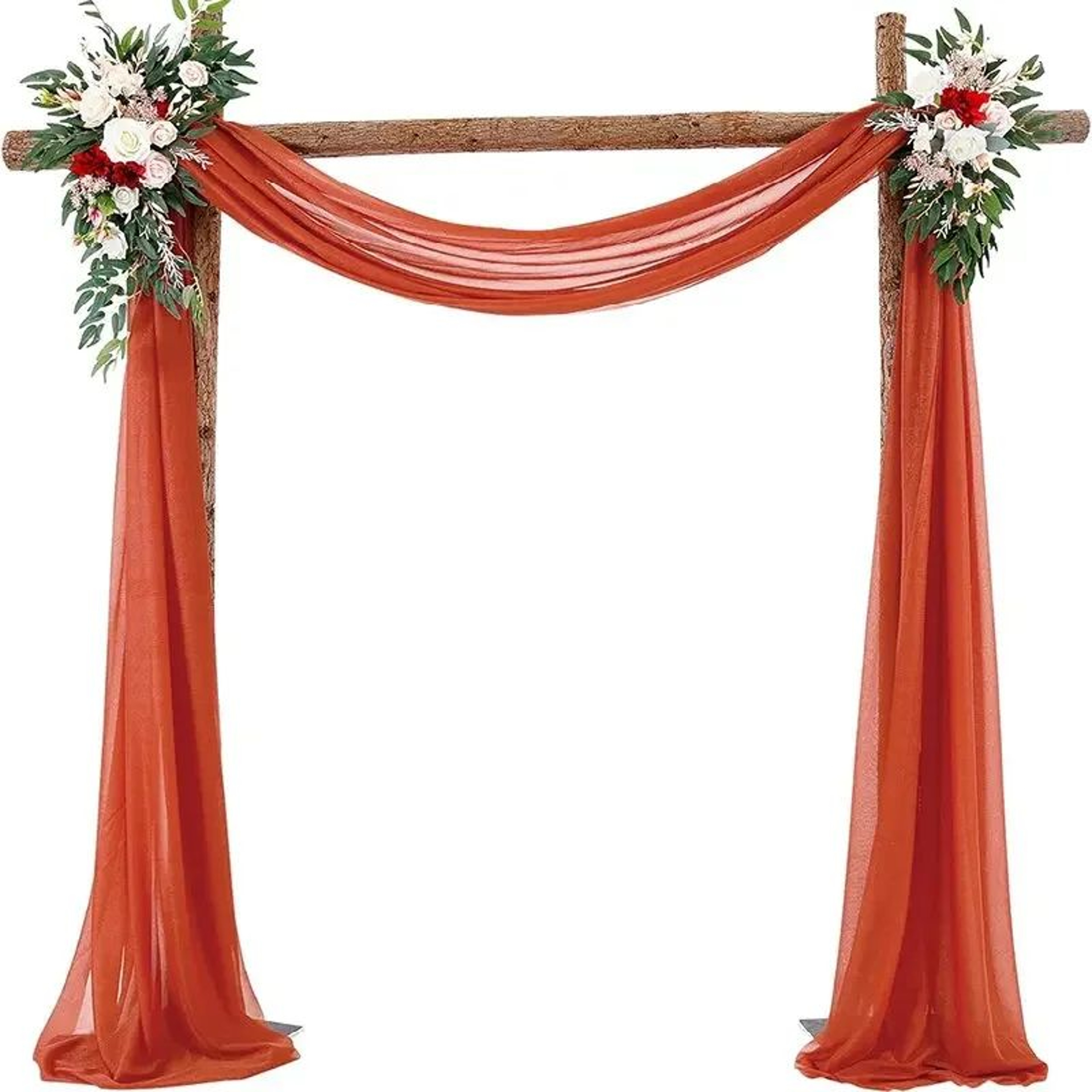 2 Pack Terracotta Wedding Arch Drapes Sheer Chiffon Backdrop Curtains 0