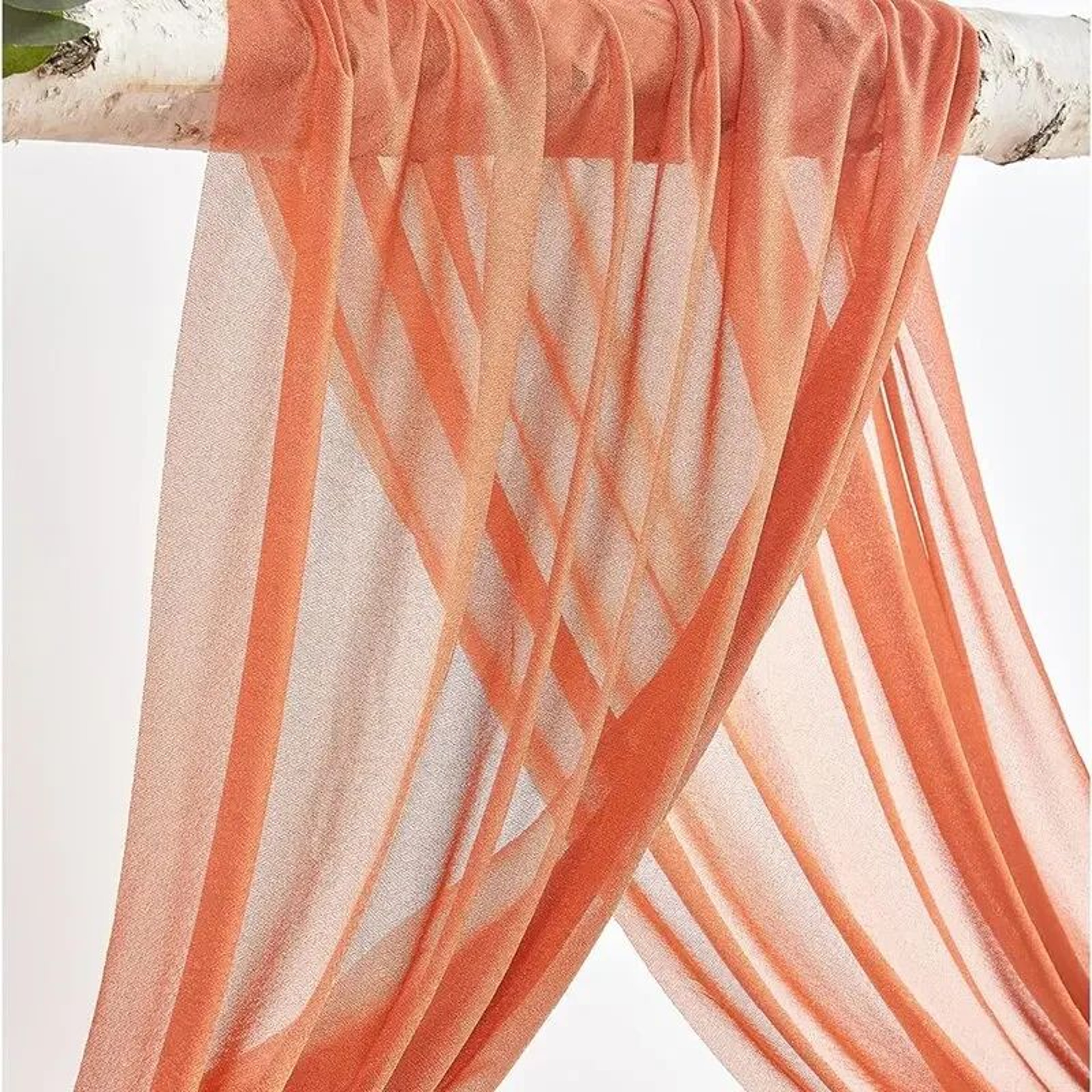 2 Pack Terracotta Wedding Arch Drapes Sheer Chiffon Backdrop Curtains 2