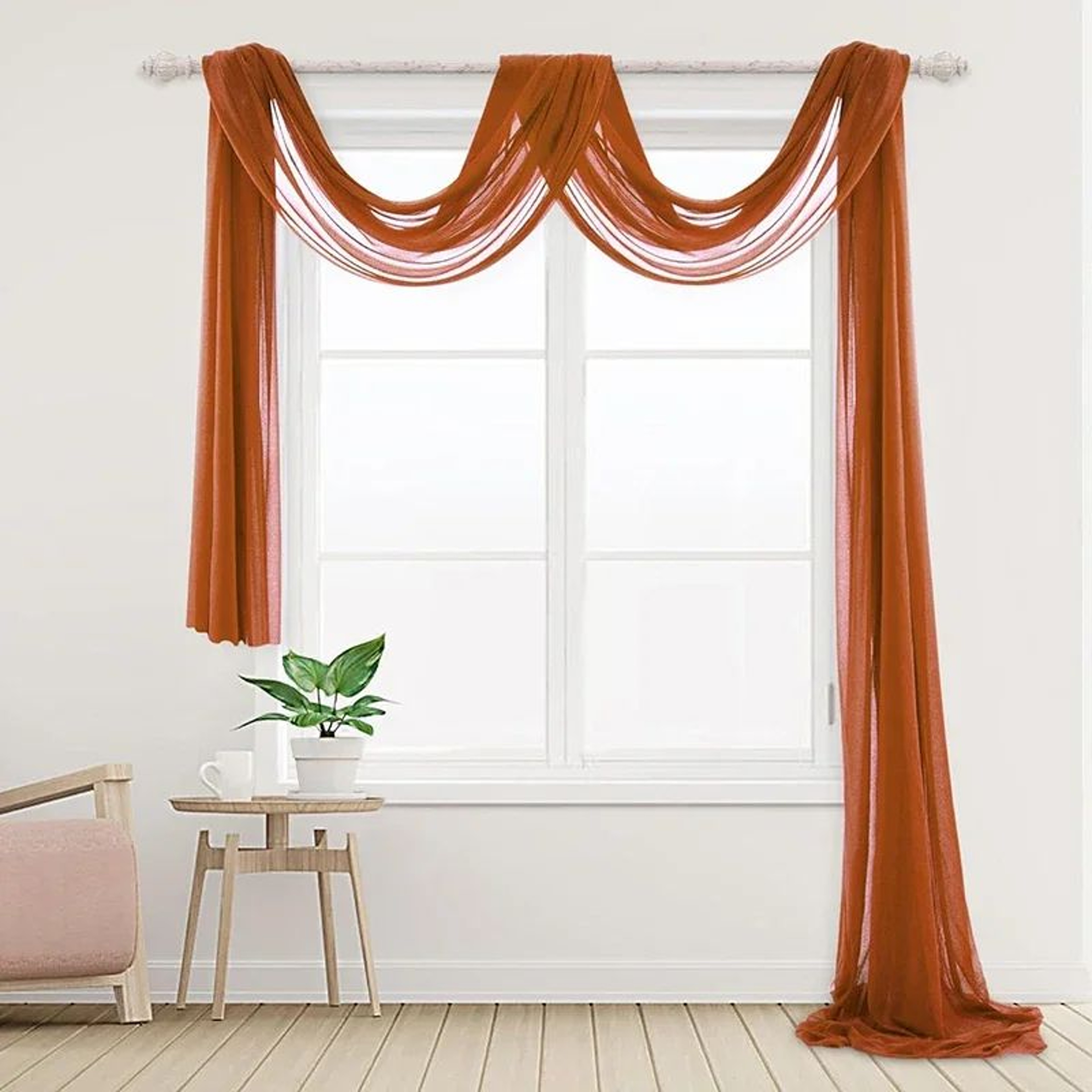 2 Pack Terracotta Wedding Arch Drapes Sheer Chiffon Backdrop Curtains 4