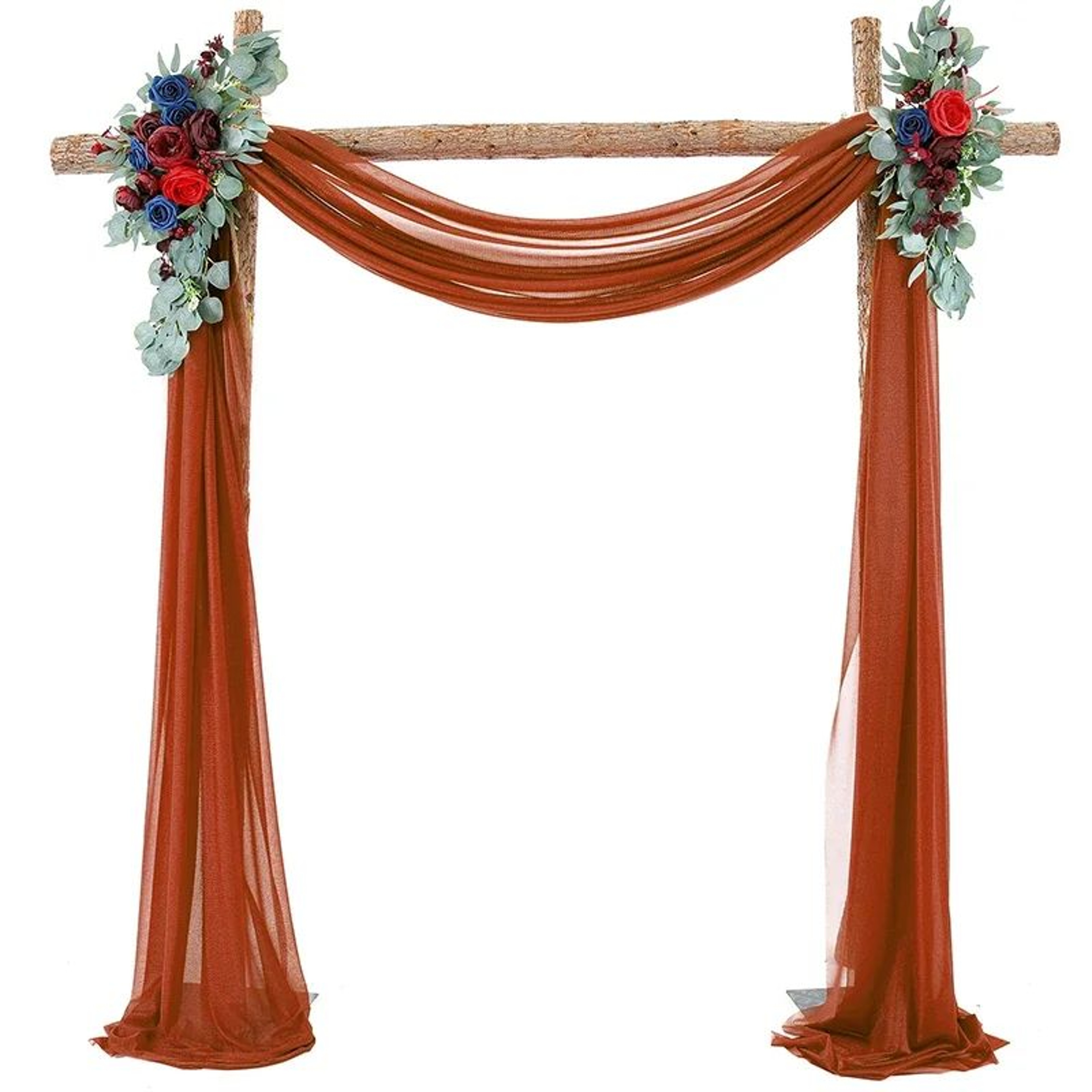 2 Pack Terracotta Wedding Arch Drapes Sheer Chiffon Backdrop Curtains 17