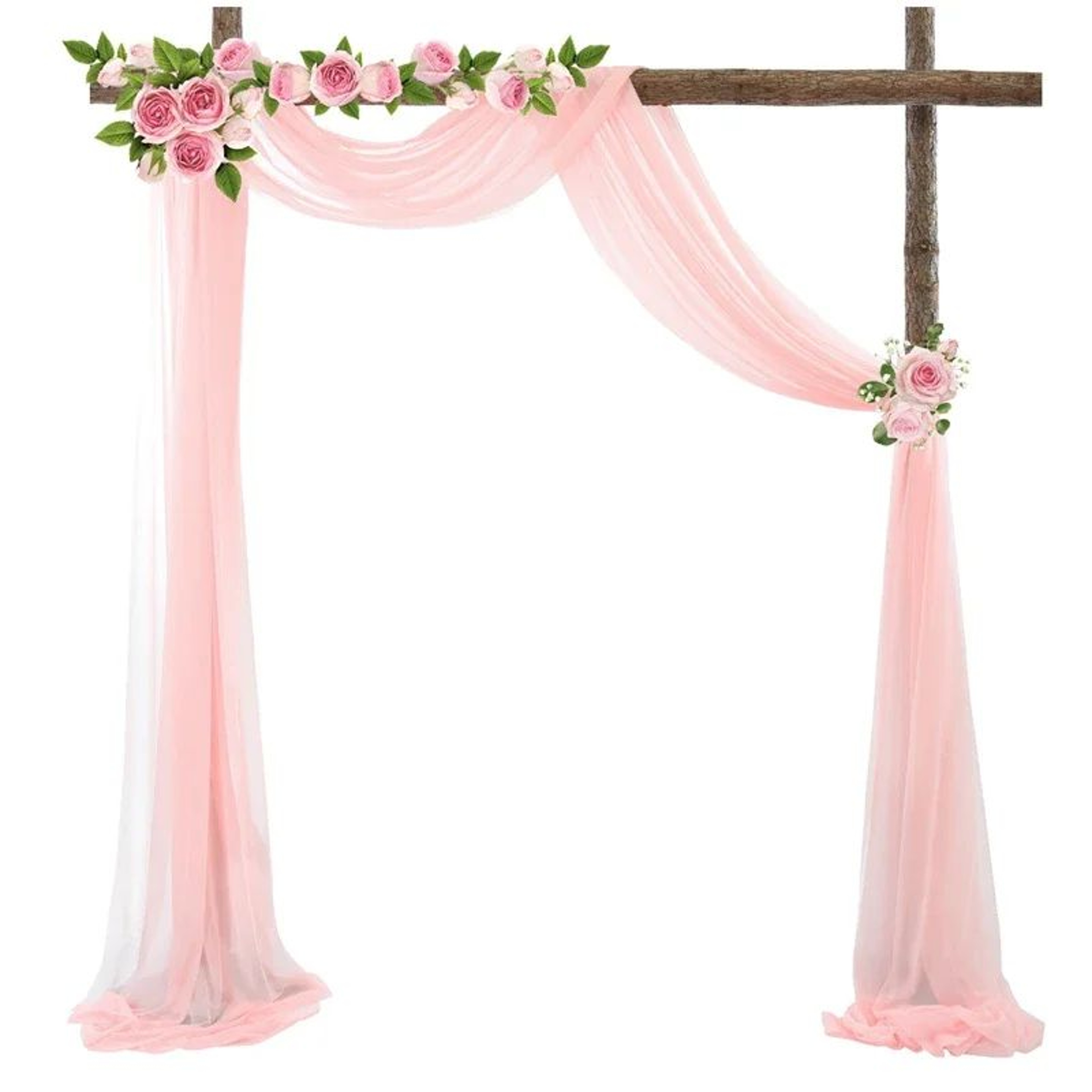 2 Pack Terracotta Wedding Arch Drapes Sheer Chiffon Backdrop Curtains 12