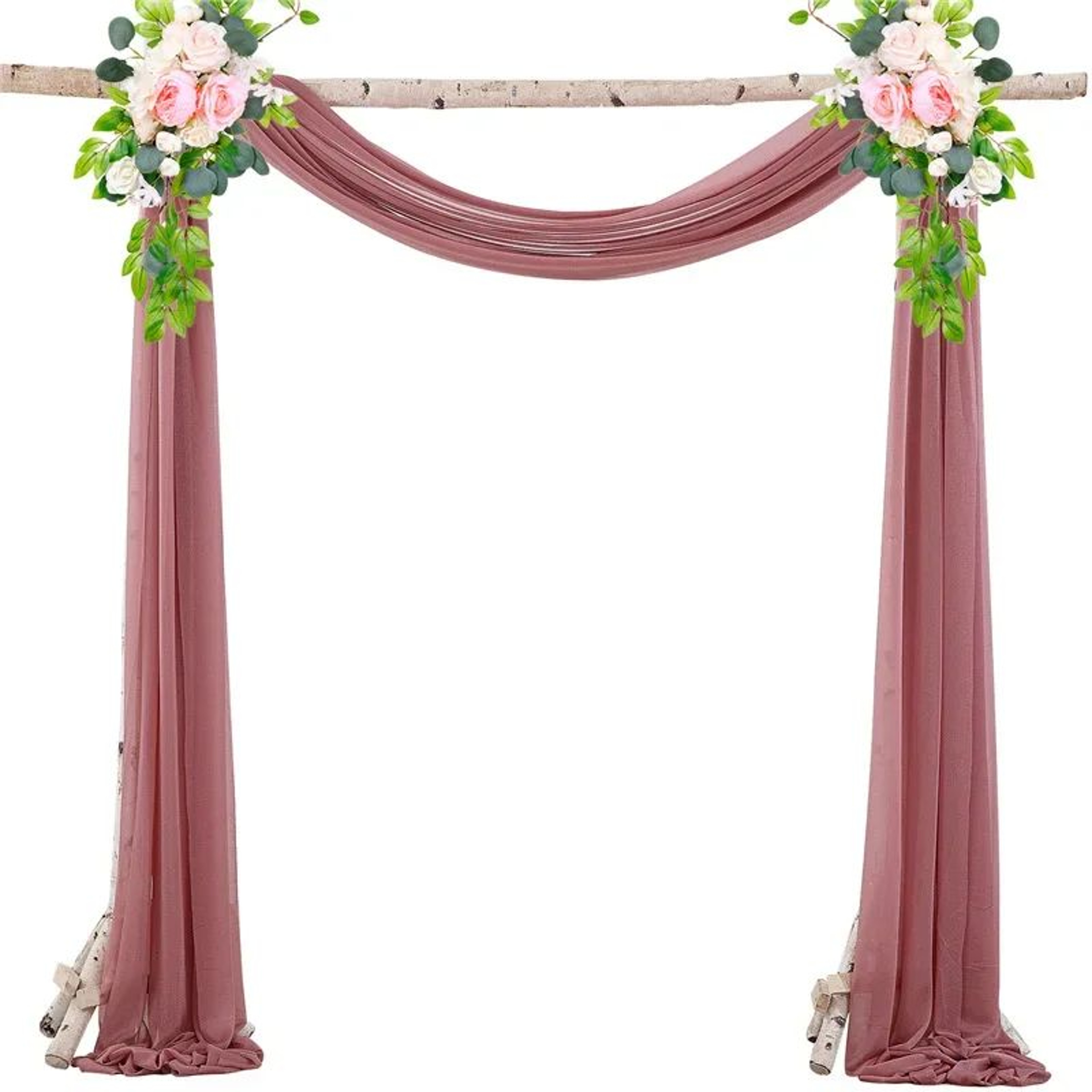 2 Pack Terracotta Wedding Arch Drapes Sheer Chiffon Backdrop Curtains 19