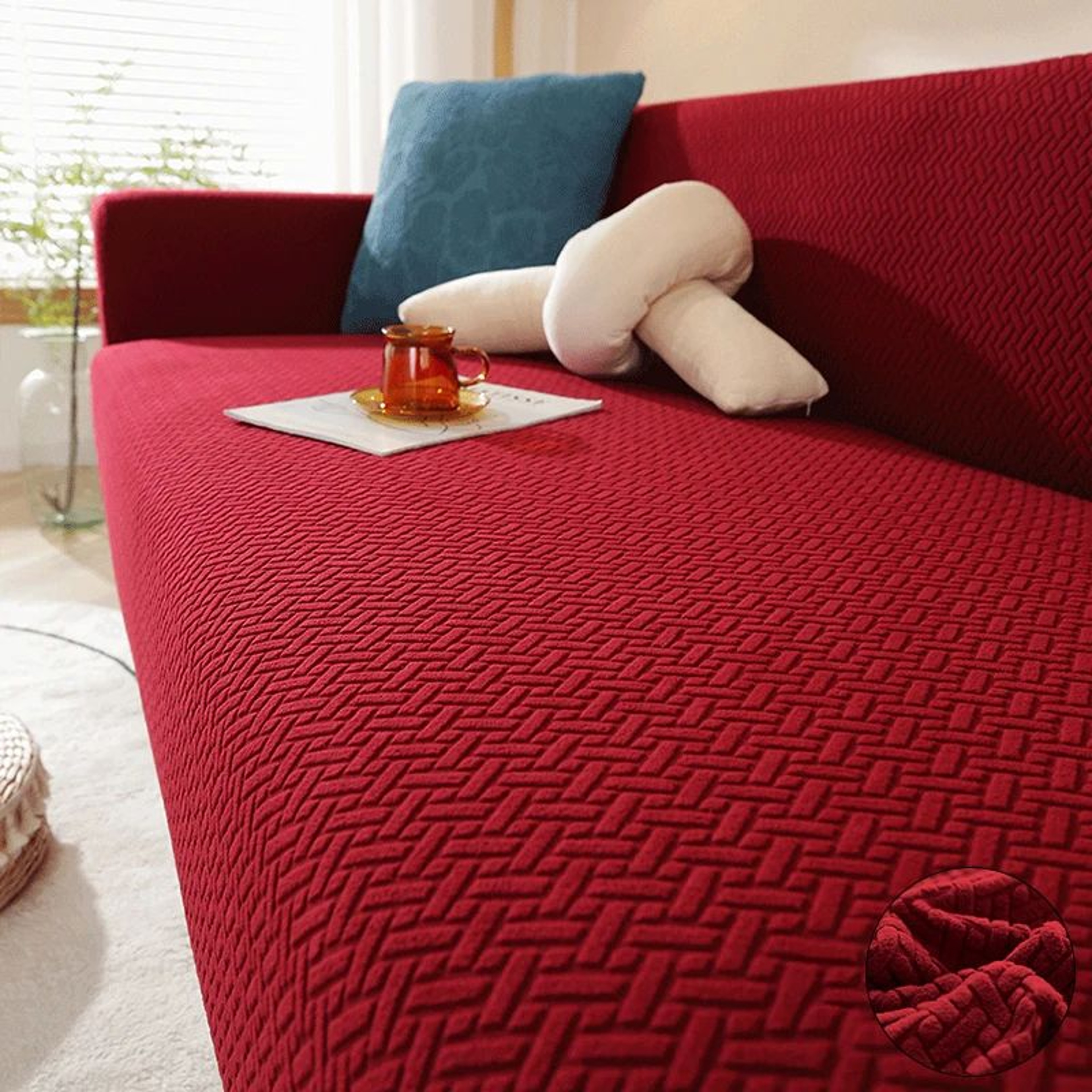 Jacquard Stretch Polar Fleece Sofa Cover For 1 To 4 Seater And L Shaped Sofas 10