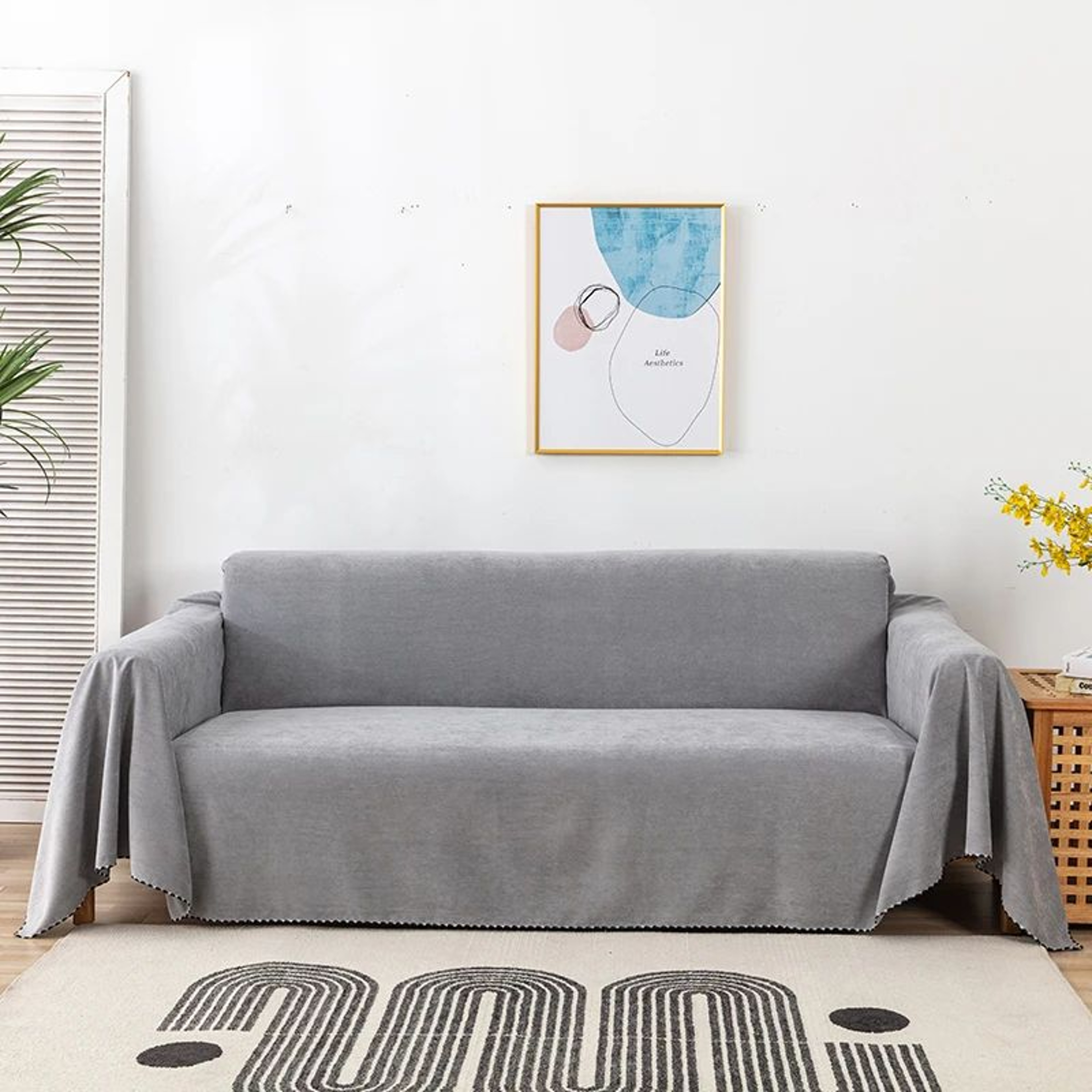Waterproof Chenille Sofa Cover NonSlip Furniture Protector For Pets And Kids 4